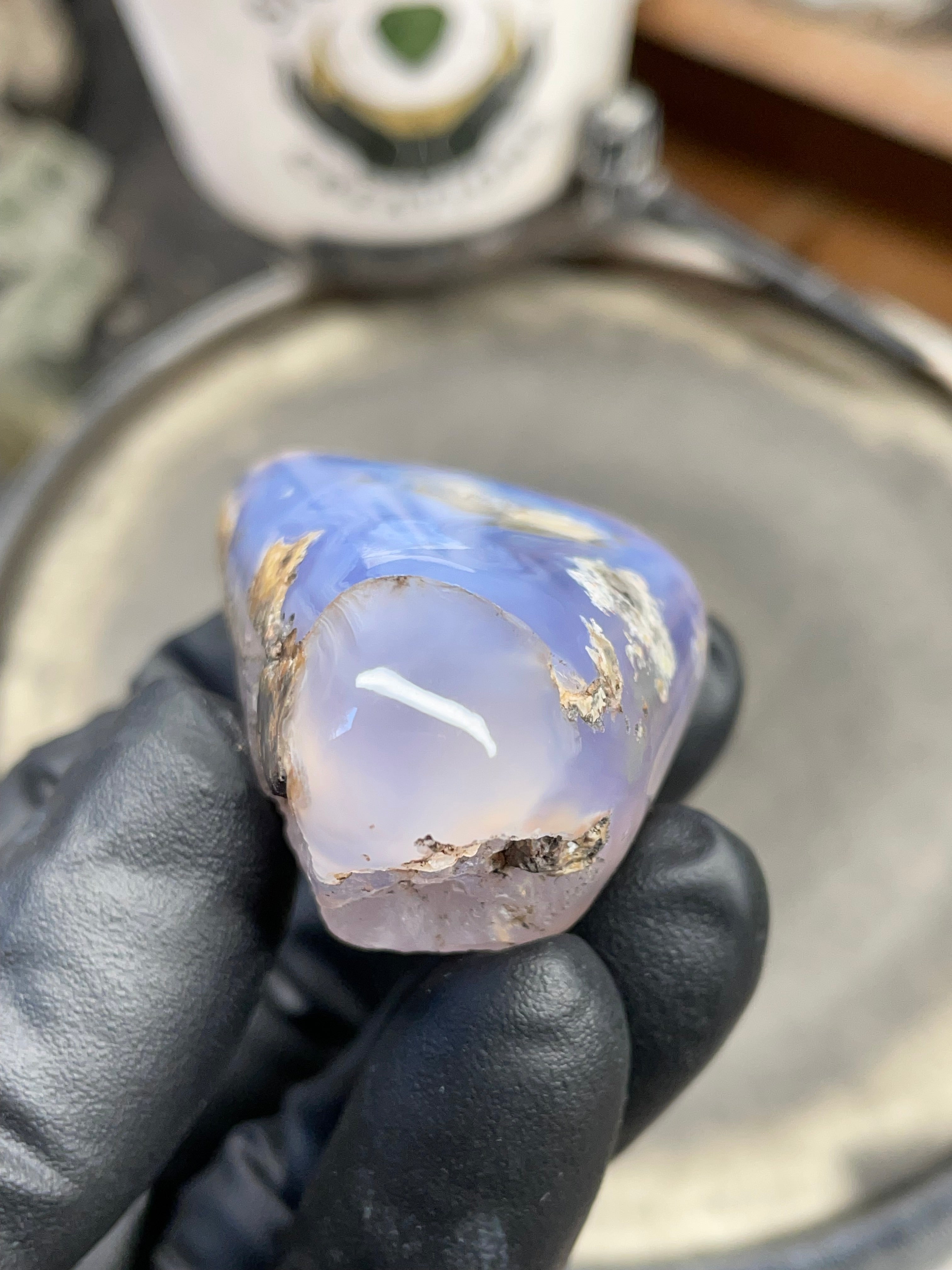 StoneBorn Creations Hand-Polished Blue Lace Agate with Natural Druzy Crystal Pocket & Earth-Toned Matrix