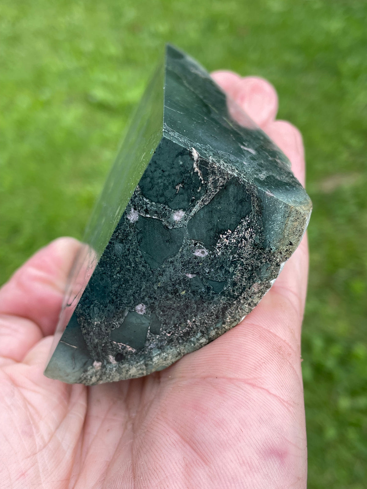 StoneBorn Creations – Deep Forest Greenstone | Hand-Polished Natural Freeform Display Stone