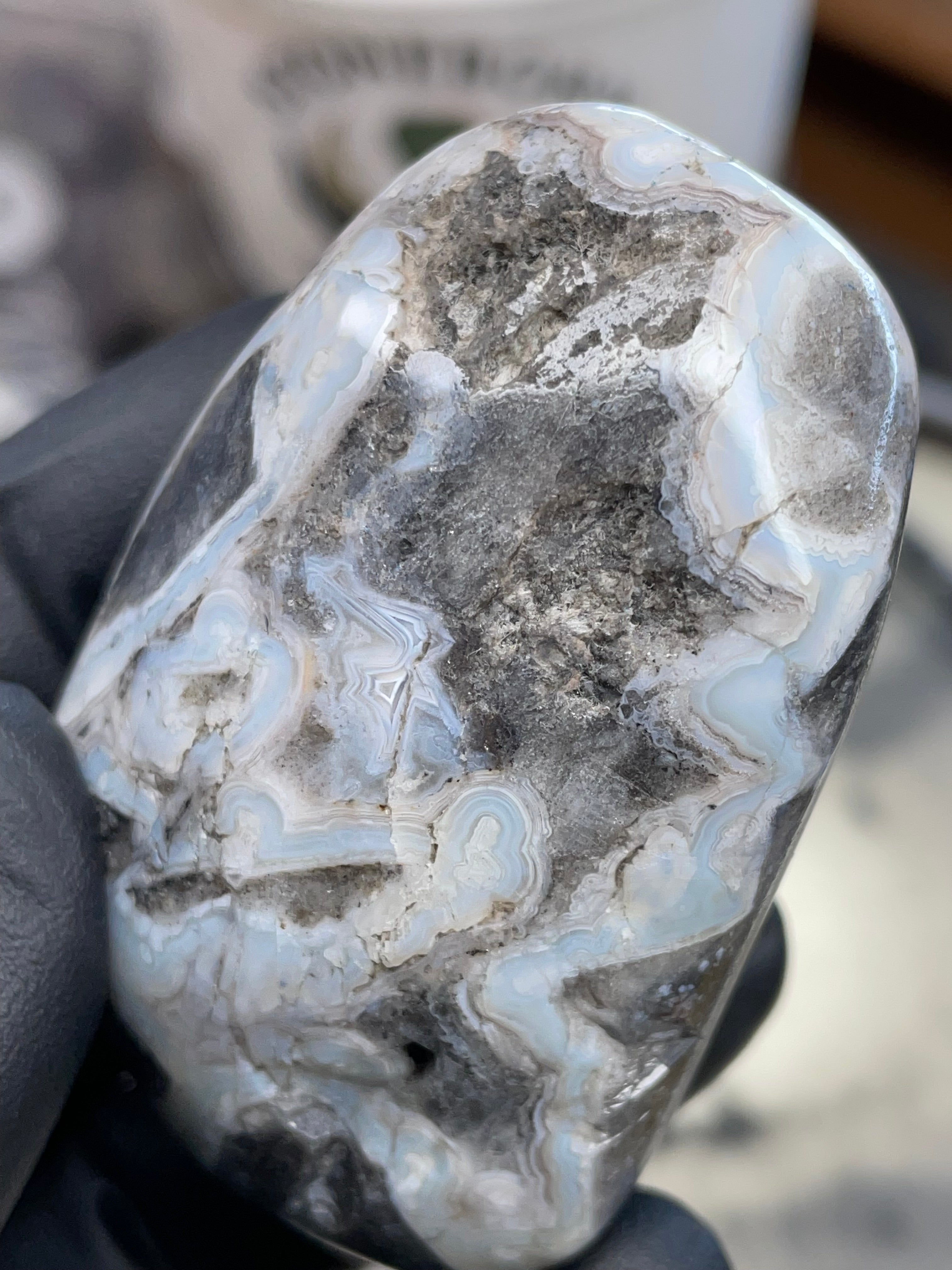 Blue-White Lace Banded Agate Freeform
