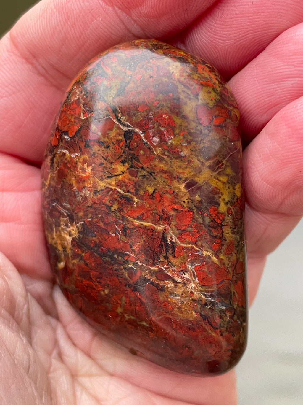 🌋 Polished Red Jasper – Fireburst Pattern (Hand-Collected & Polished)