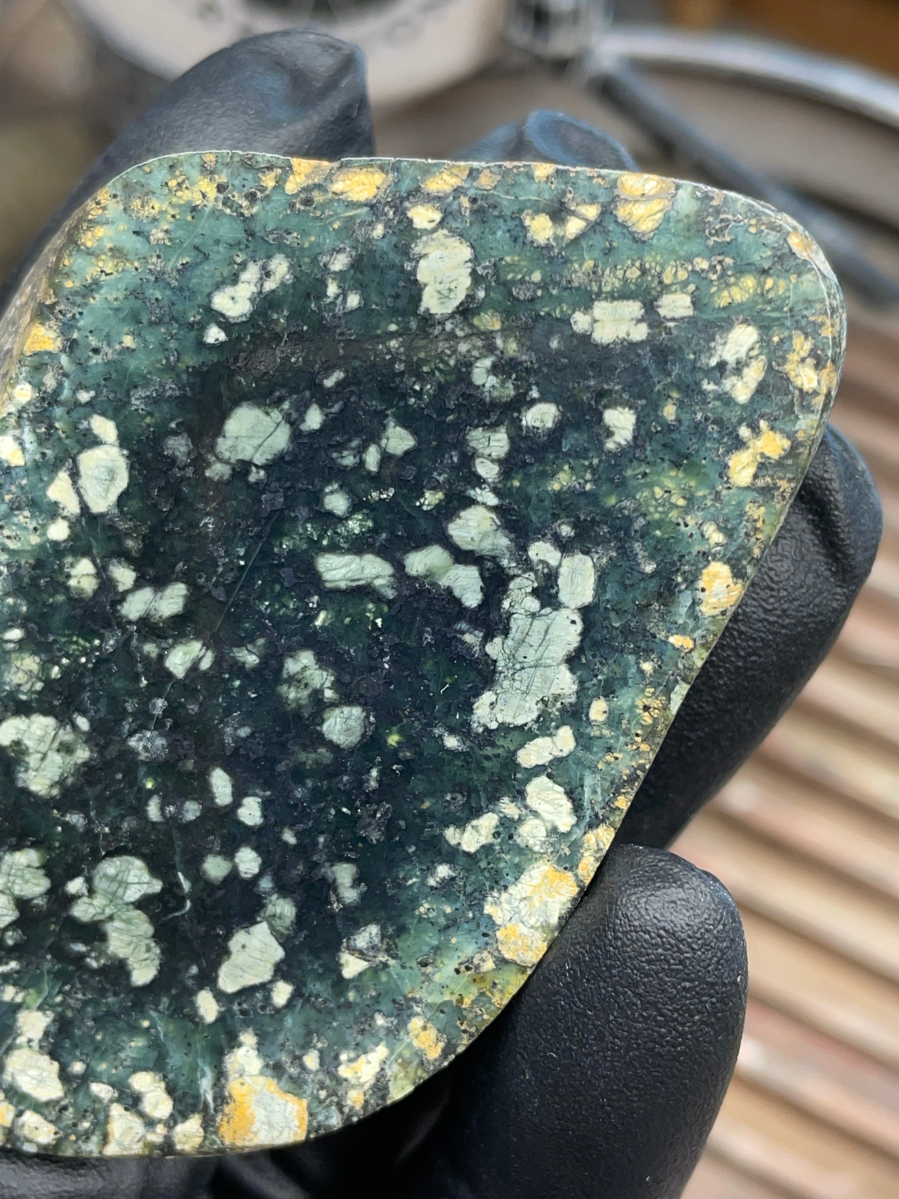 Hand-Collected Serpentine with Mineral Inclusions | Raw & Refined StoneBorn Slab