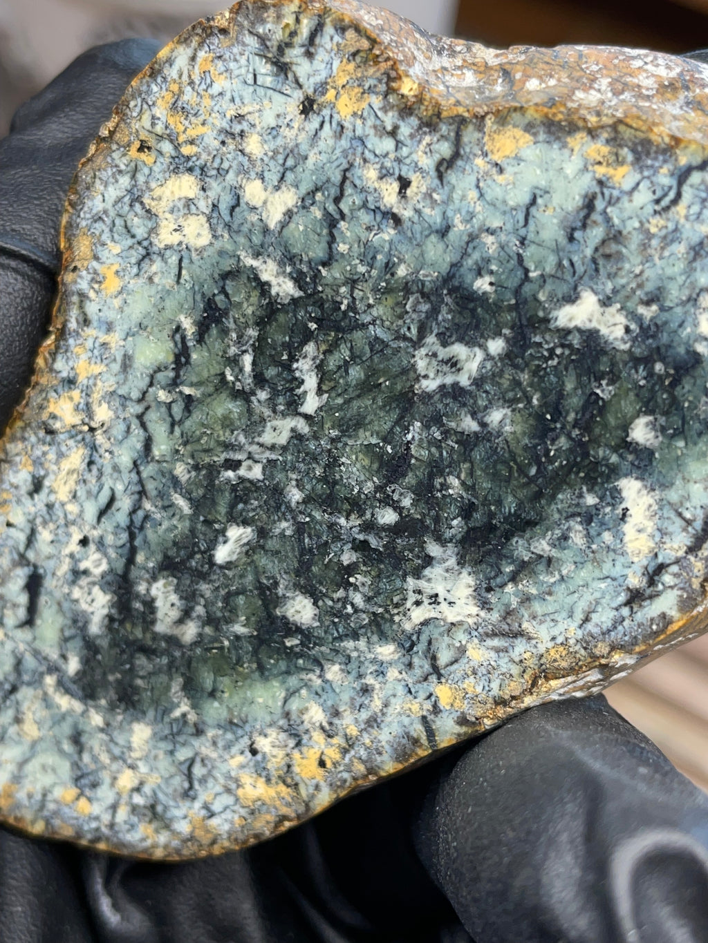 Hand-Collected Serpentine with Dark Green Core | Raw & Refined StoneBorn Slab