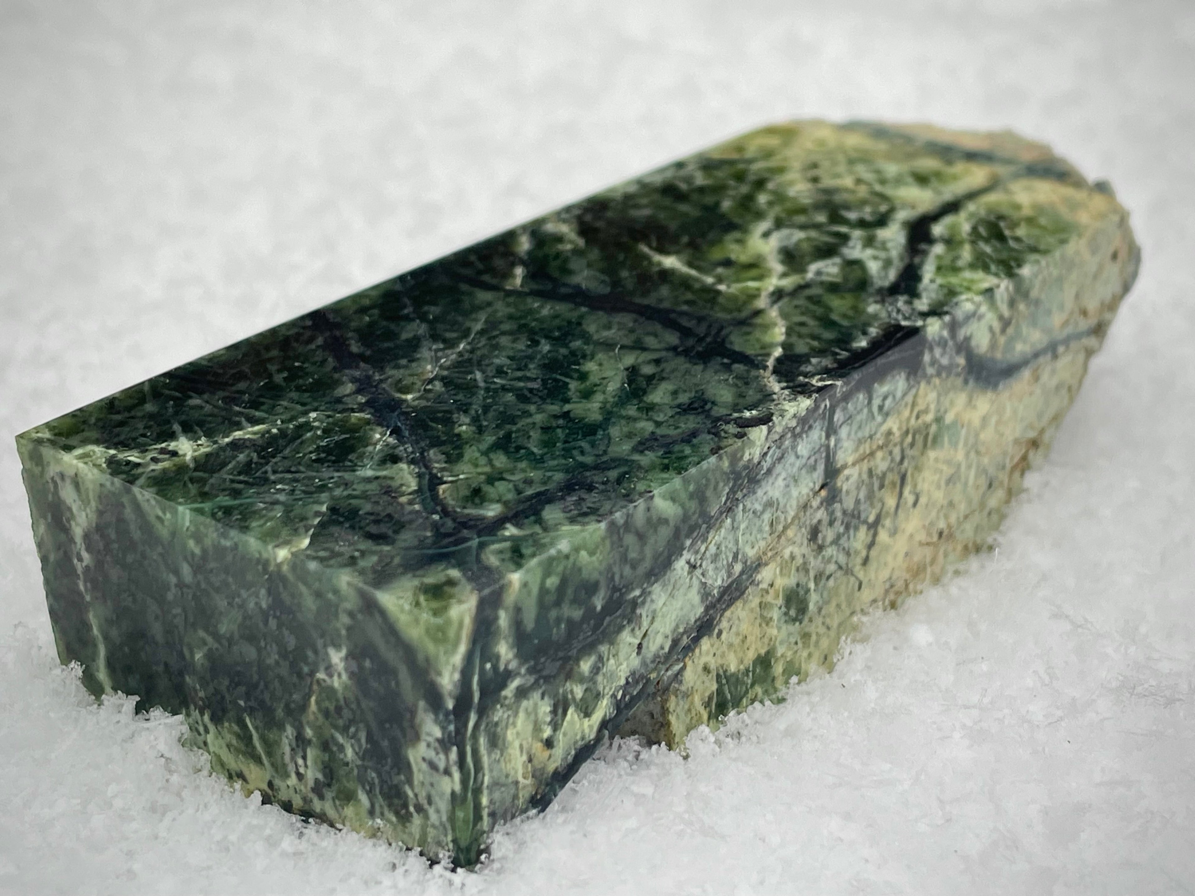 🌲 Polished Vermont Greenstone – Deep Veined Standing Stone (Hand-Collected & Polished)
