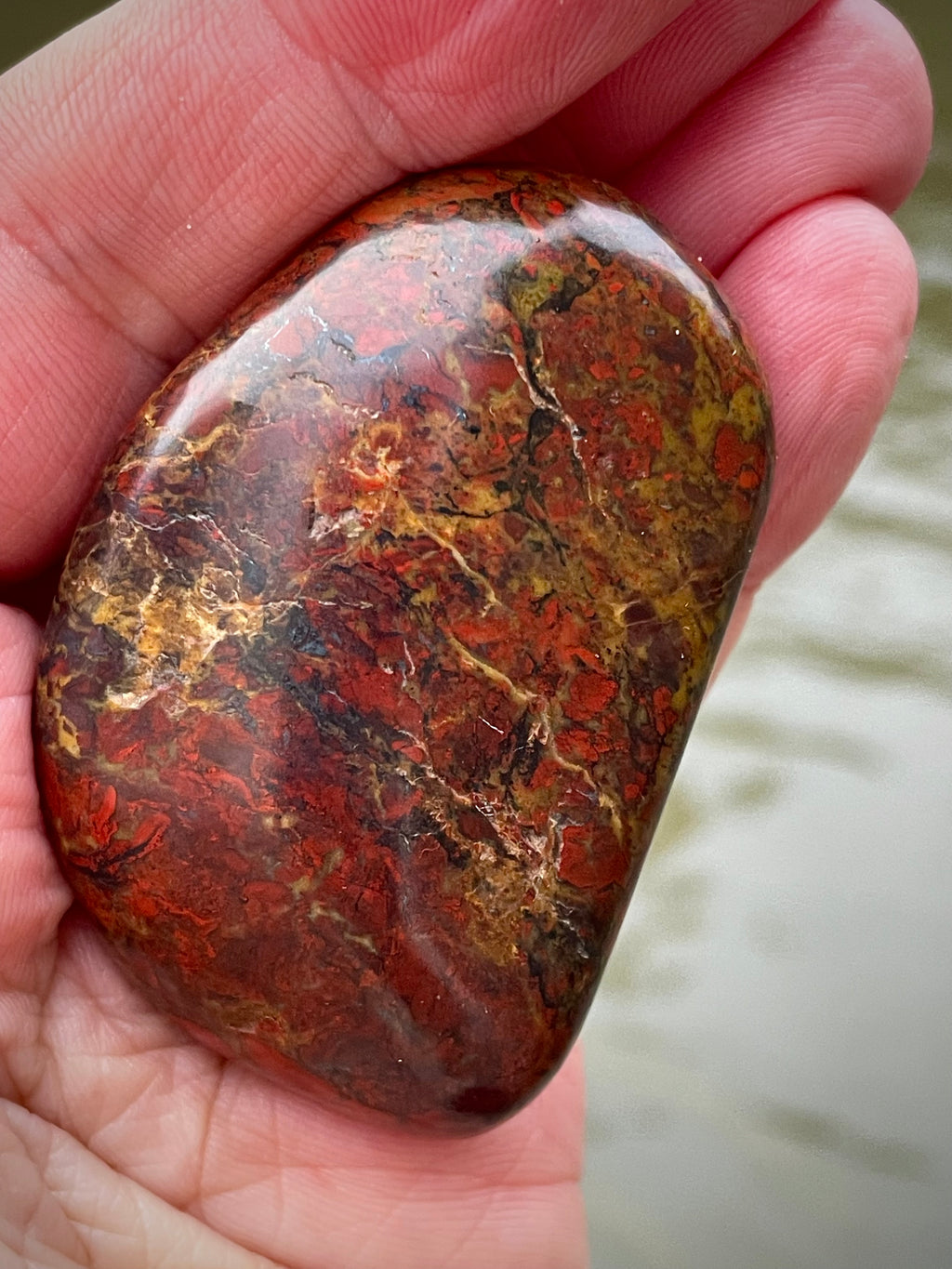 🌋 Polished Red Jasper – Fireburst Pattern (Hand-Collected & Polished)