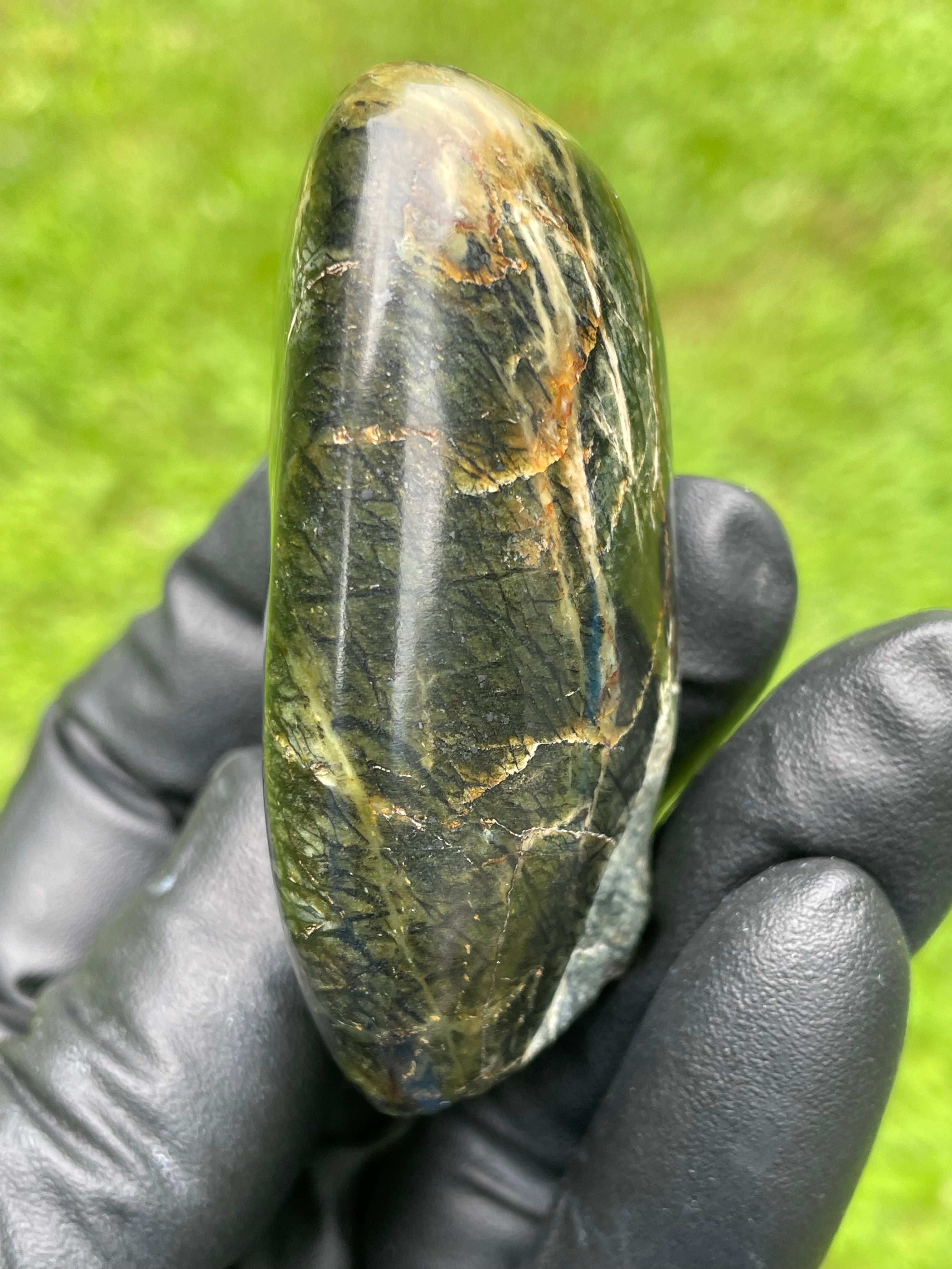 StoneBorn Creations Hand-Polished Vermont Serpentine Freeform Display Stone – One-of-a-Kind Natural Stone