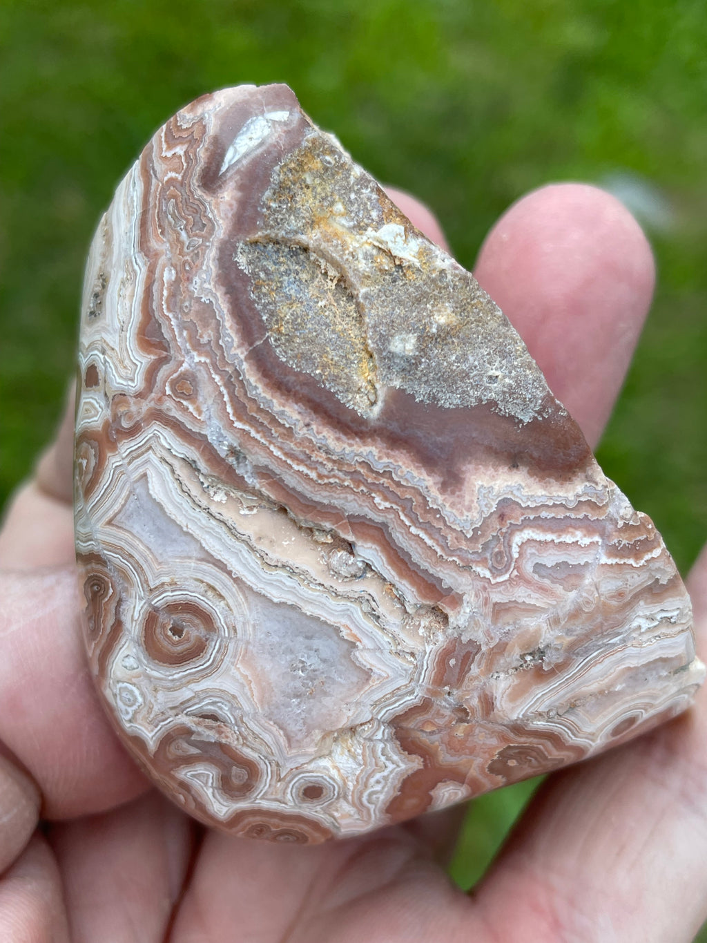 StoneBorn Creations Hand-Polished Georgia Crazy Lace Agate Freeform Display Stone – One-of-a-Kind Natural Art