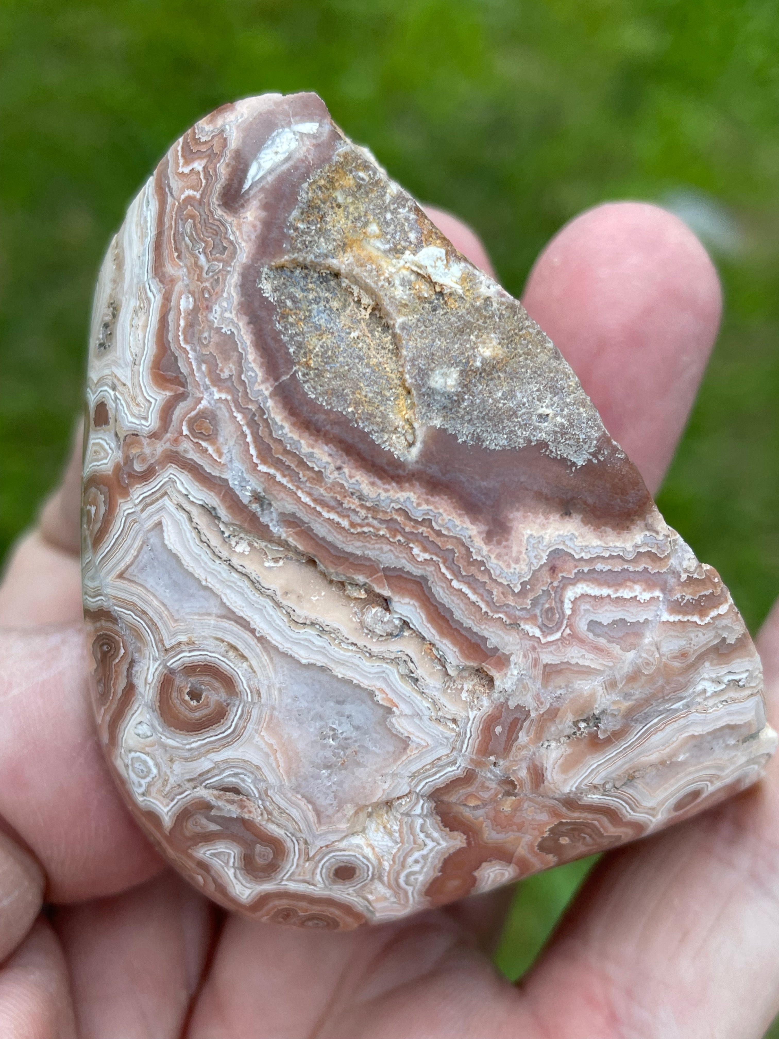 StoneBorn Creations Hand-Polished Georgia Crazy Lace Agate Freeform Display Stone – One-of-a-Kind Natural Art