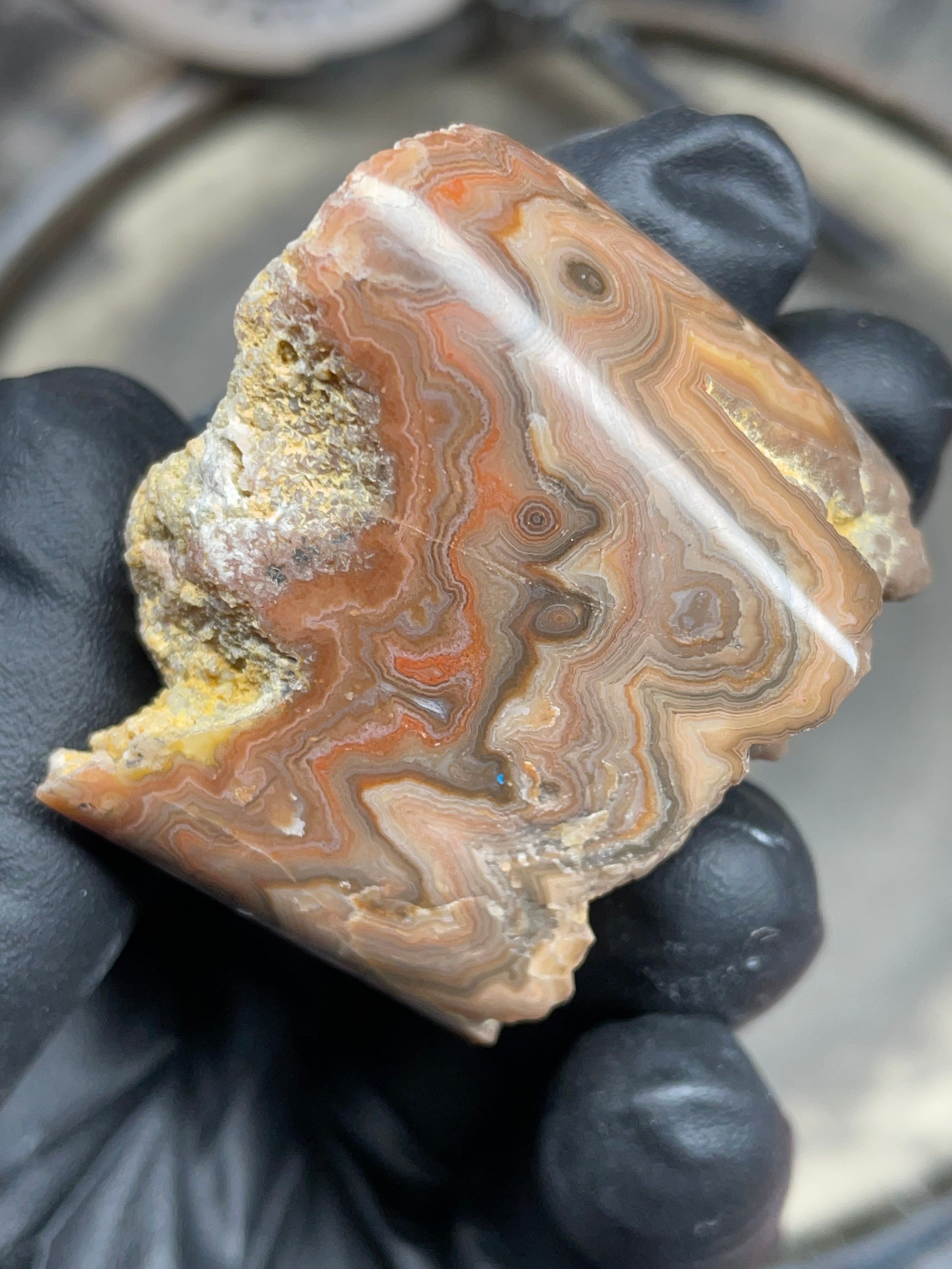 StoneBorn Creations Hand-Polished Georgia Crazy Lace Agate with Natural Quartz Vein & Raw Matrix