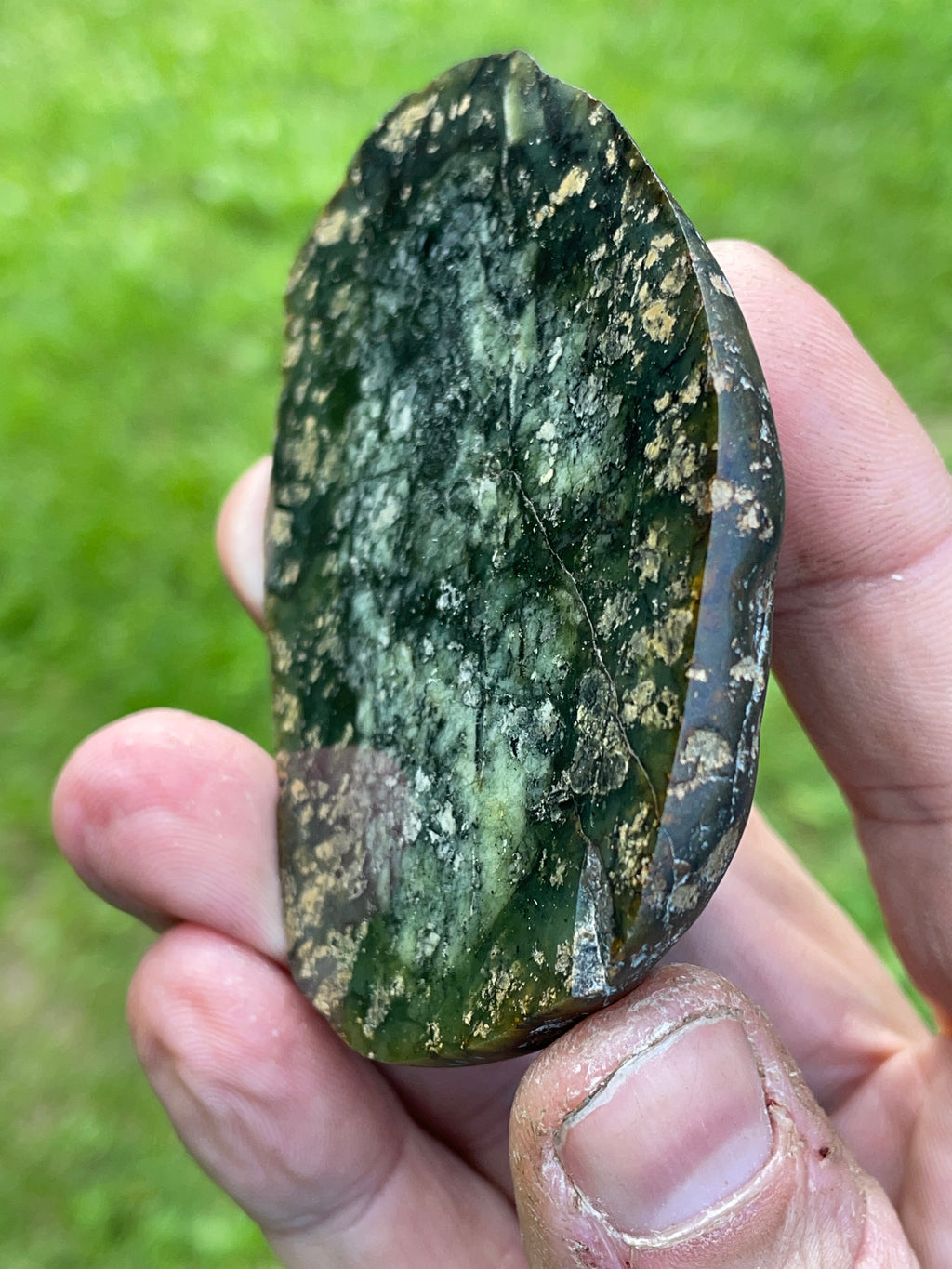 StoneBorn Creations – Dark Green Serpentine Matching Stone Pair | Natural Mineral Patterns & Earthy Green Interior