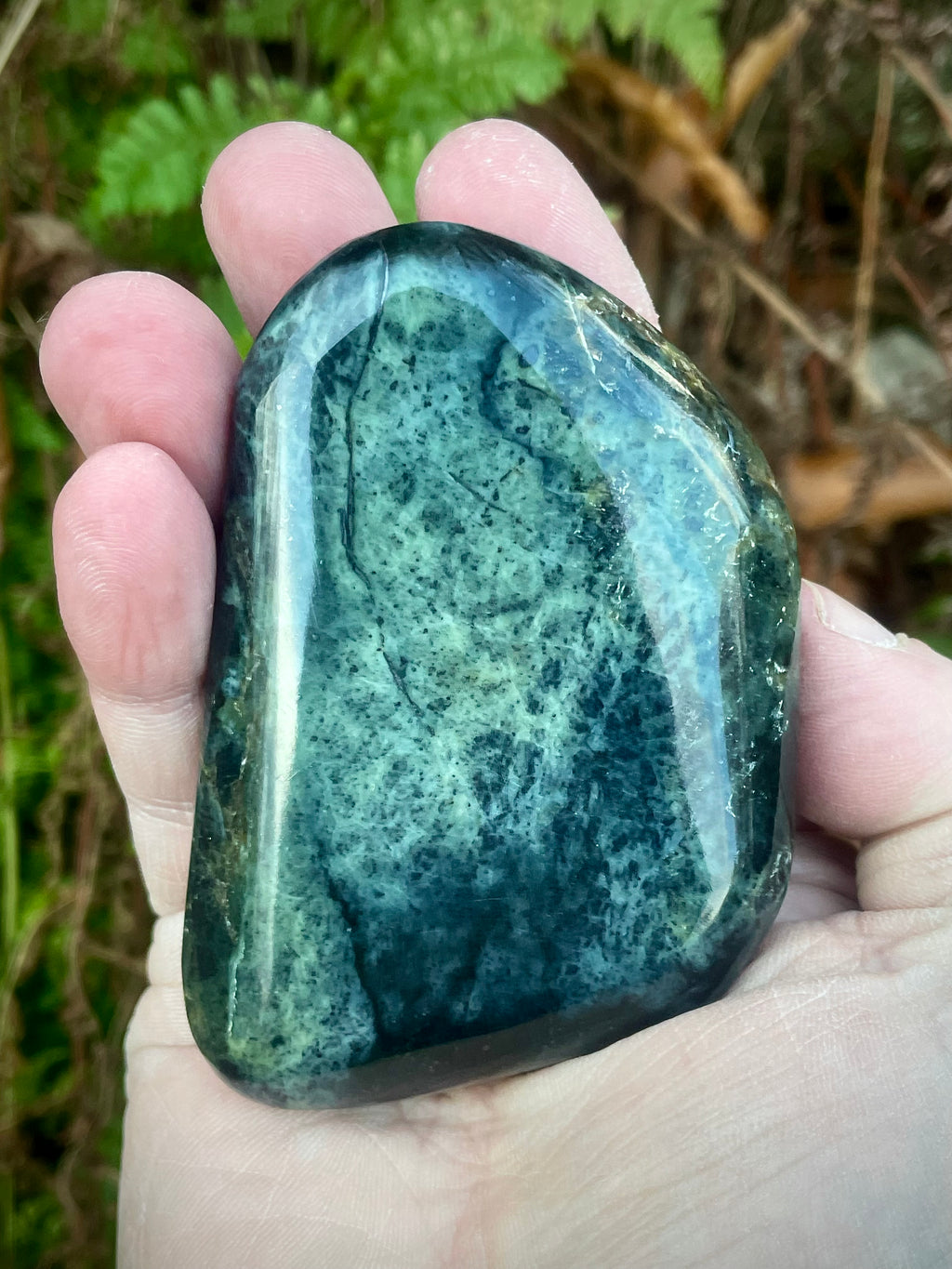 🌲 Polished Vermont Greenstone – Deep Forest/Ocean Blend (Hand-Collected & Polished)
