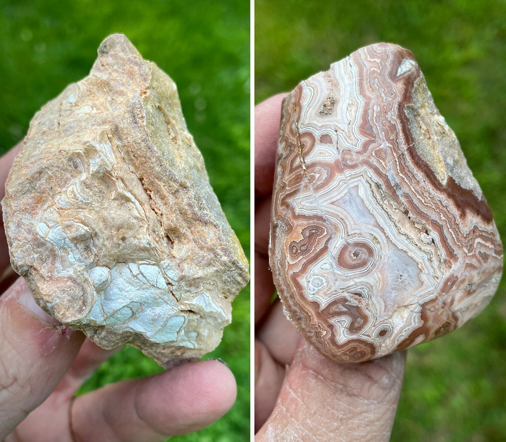 StoneBorn Creations Hand-Polished Georgia Crazy Lace Agate Freeform Display Stone – One-of-a-Kind Natural Art