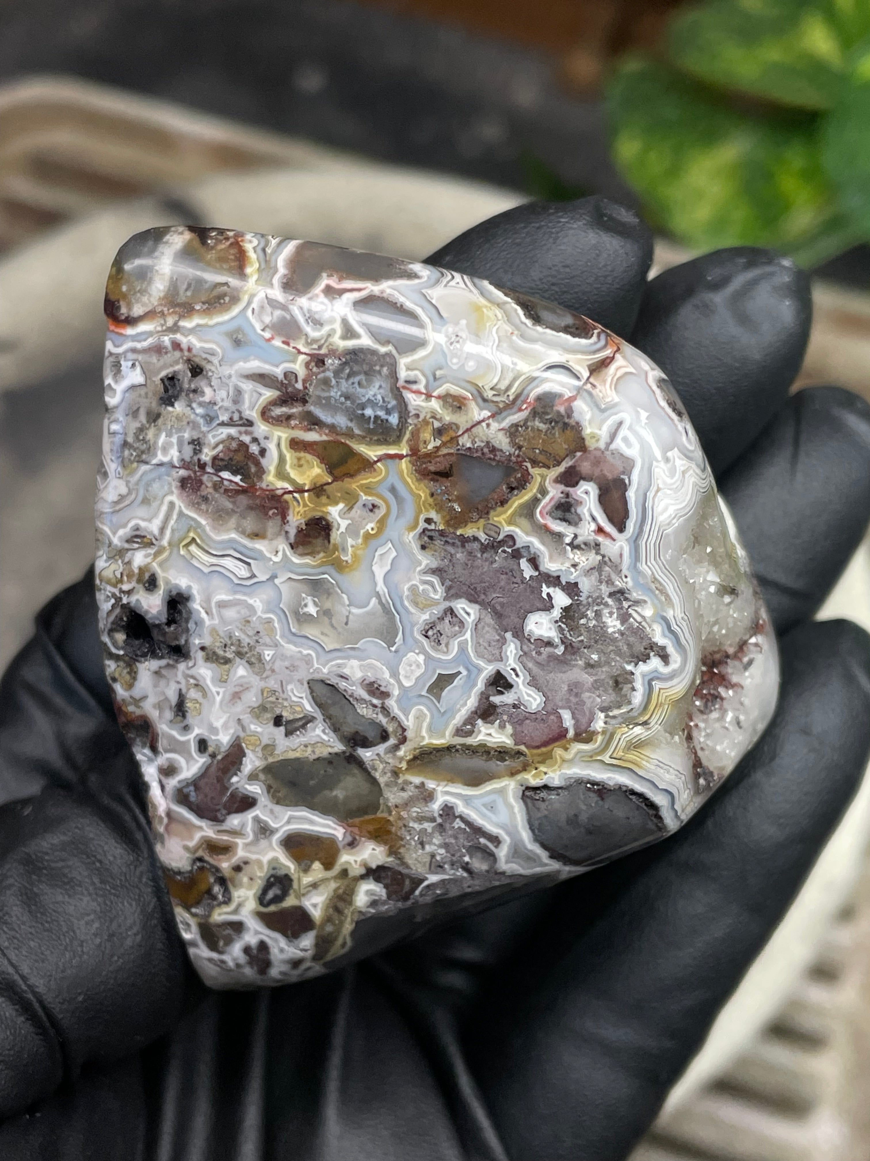 StoneBorn Creations Hand-Polished Agate Freeform with Raw Side & Crystal Pockets