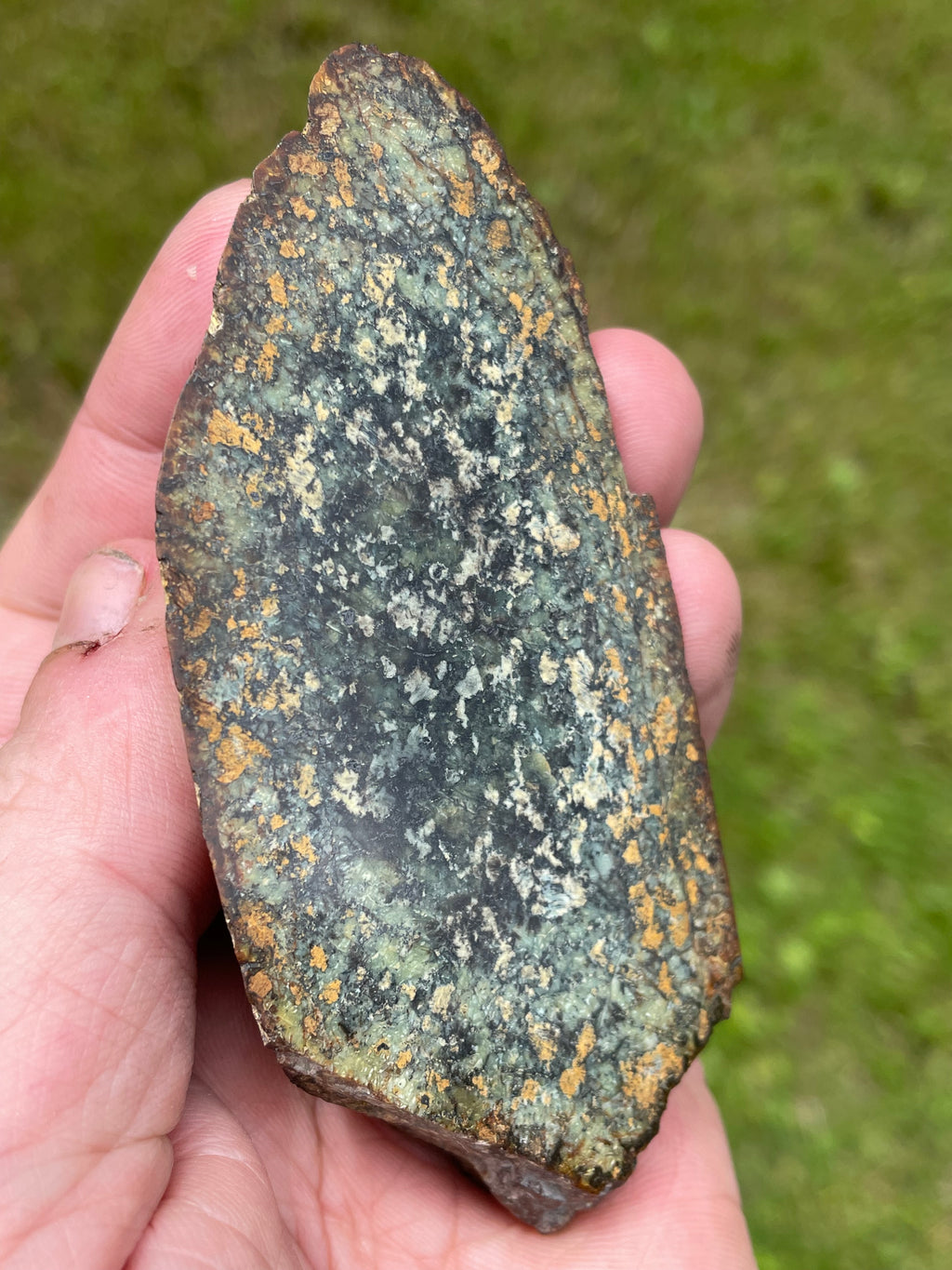 StoneBorn Creations Hand-Polished Vermont Serpentine Freeform Pair with Black Mineral Inclusions, Earth-Toned Matrix and Natural Split Display