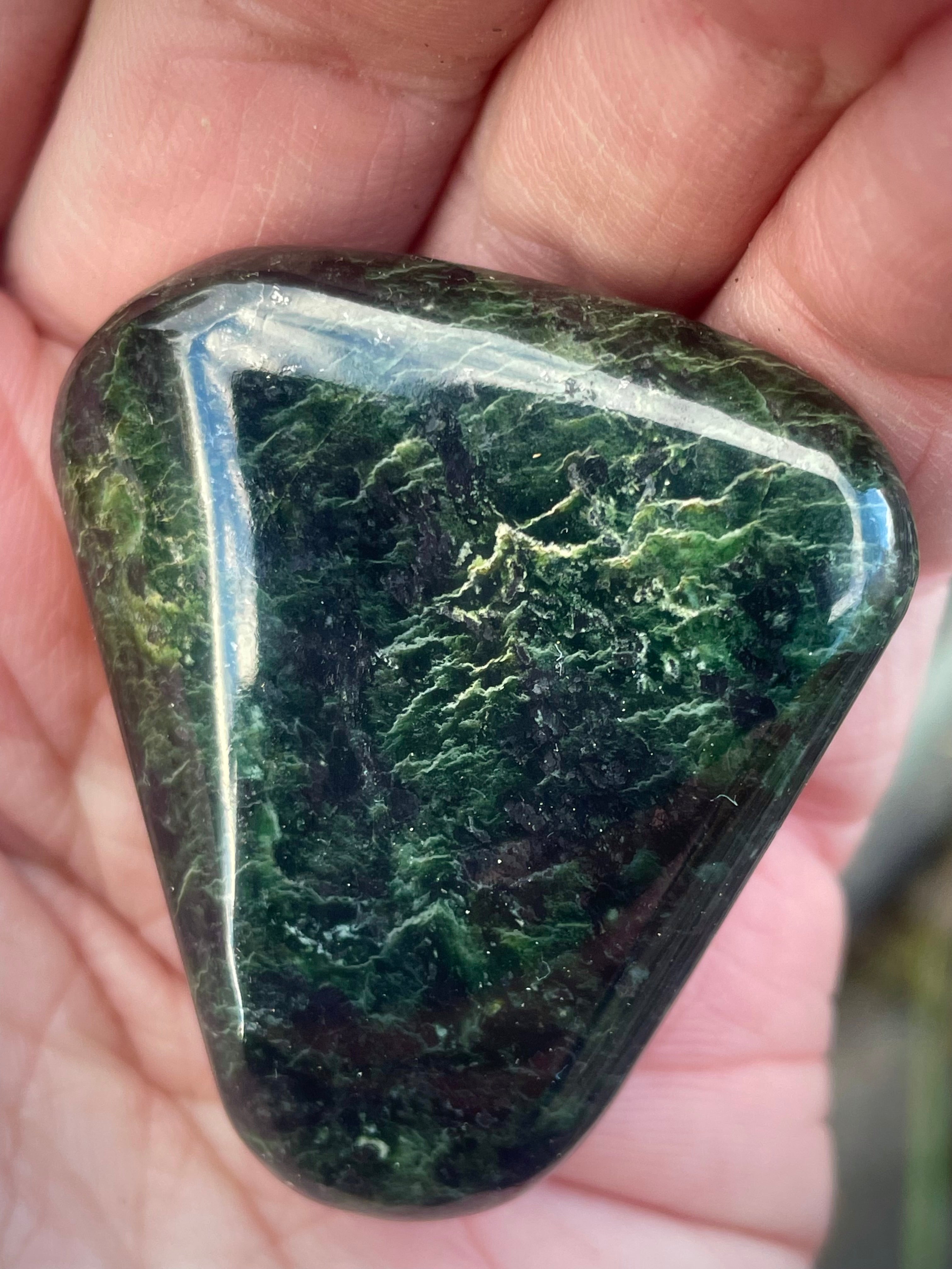 🌲 Polished Vermont Greenstone – Midnight Forest Veining (Hand-Collected & Finished)