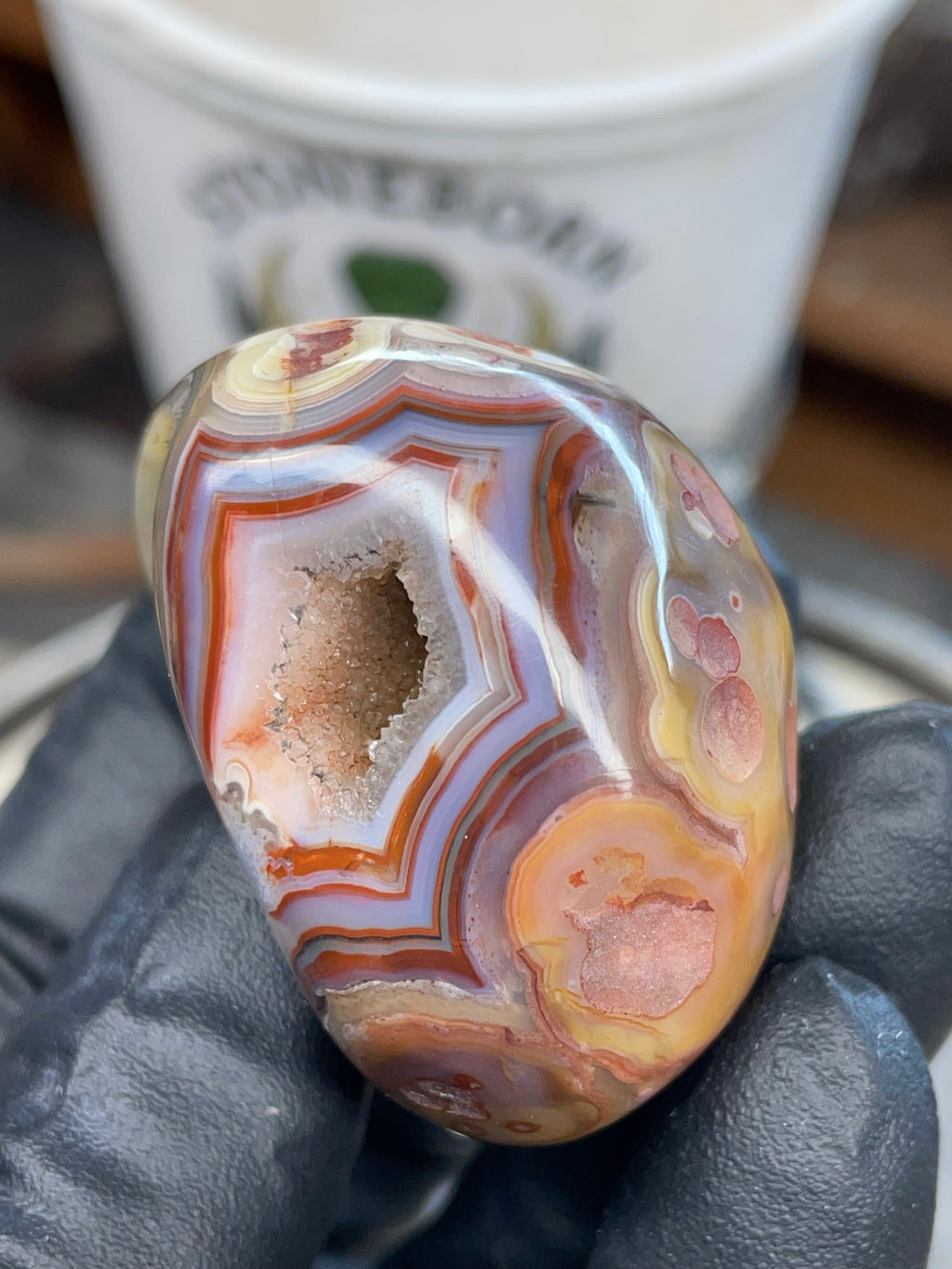 StoneBorn Banded Agate with Natural Druzy Pocket