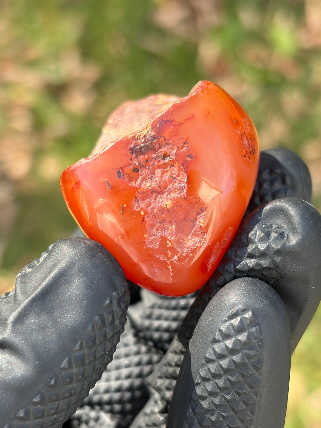 StoneBorn Creations – Fiery Orange Carnelian Agate | Hand-Polished Translucent Stone with Natural Red Matrix
