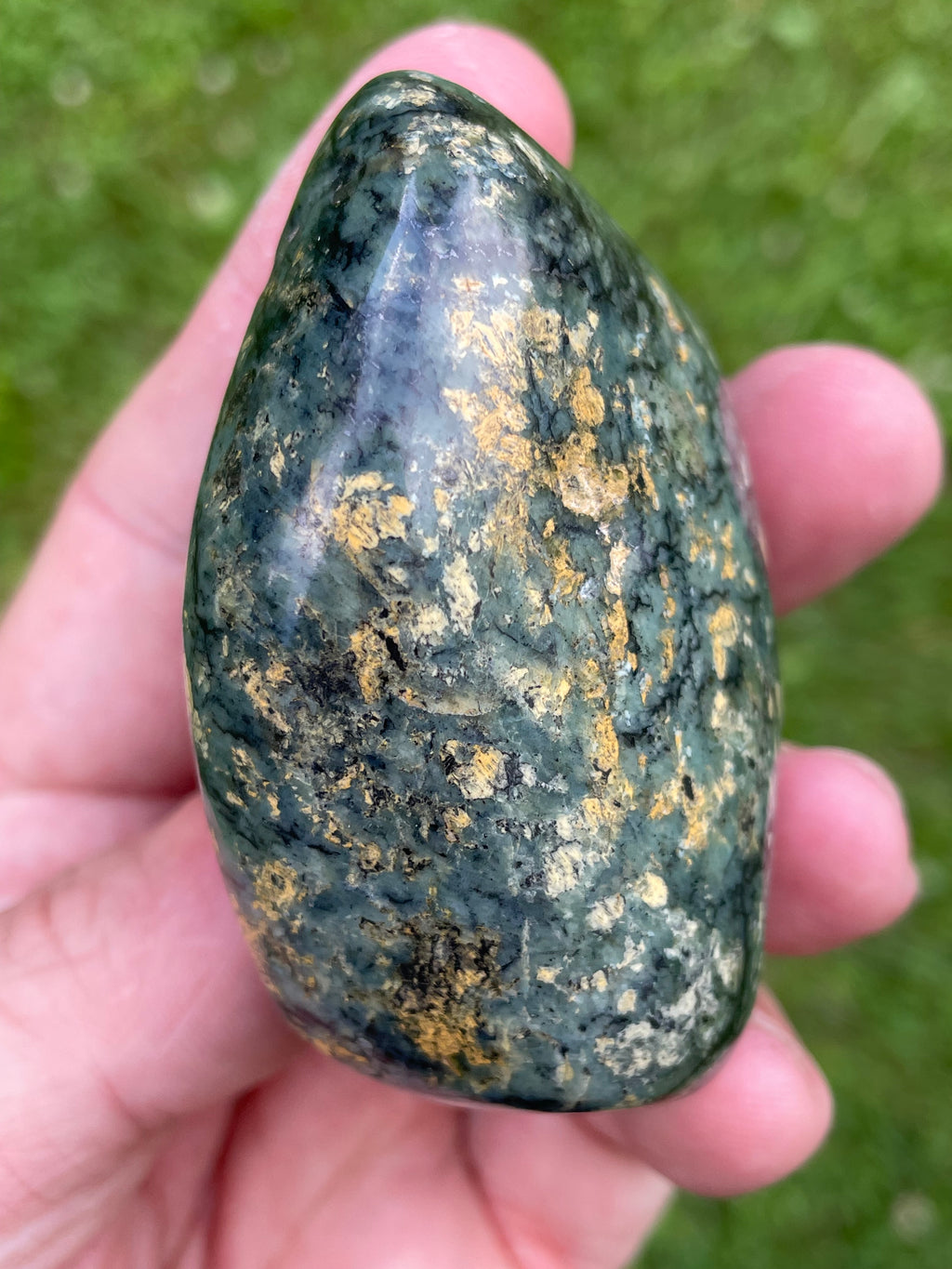 StoneBorn Creations Hand-Polished Local Serpentine Freeform | Fully Polished Greenstone with Blue-Green Patterns & Natural Mineral Inclusions
