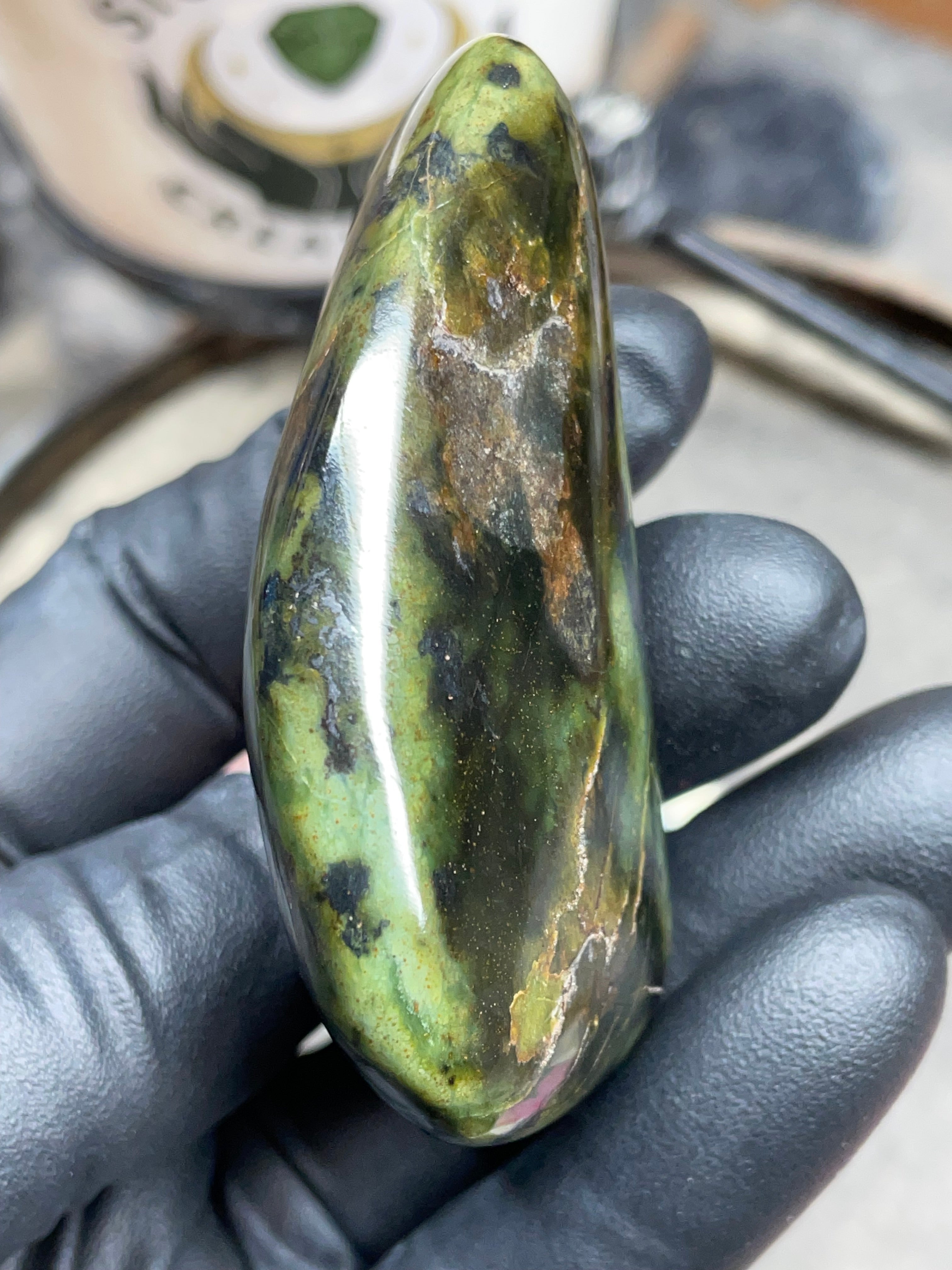StoneBorn Creations – Hand Polished Vermont Serpentine with Natural Mineral Veins | One-of-a-Kind Display Stone