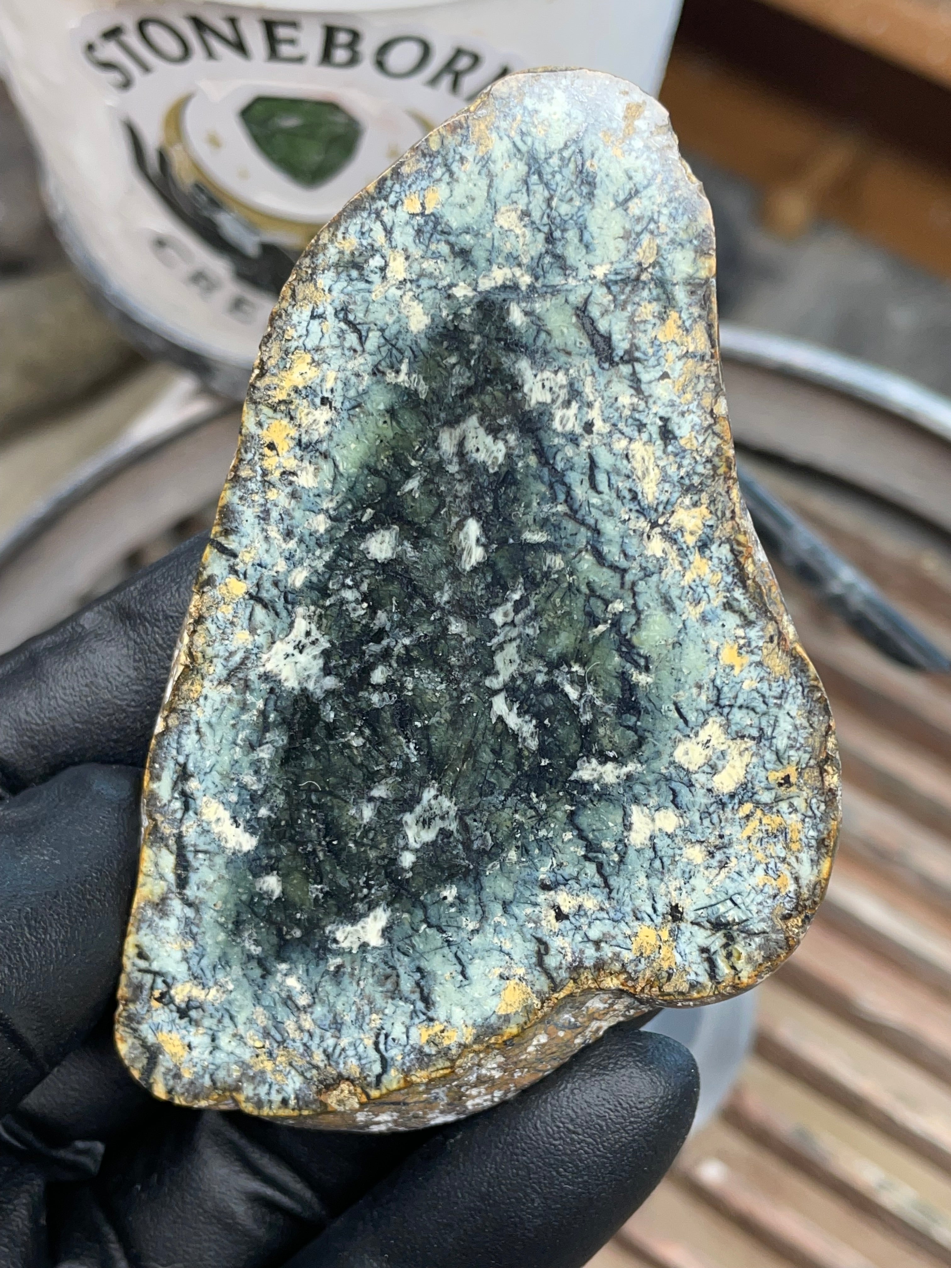 Hand-Collected Serpentine with Dark Green Core | Raw & Refined StoneBorn Slab