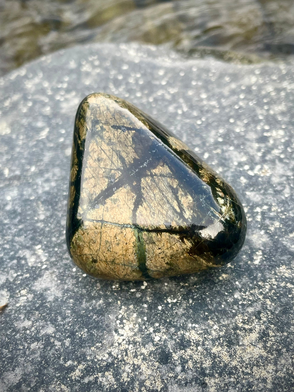 Polished Serpentine Stone • Golden Matrix With Deep Green Veins