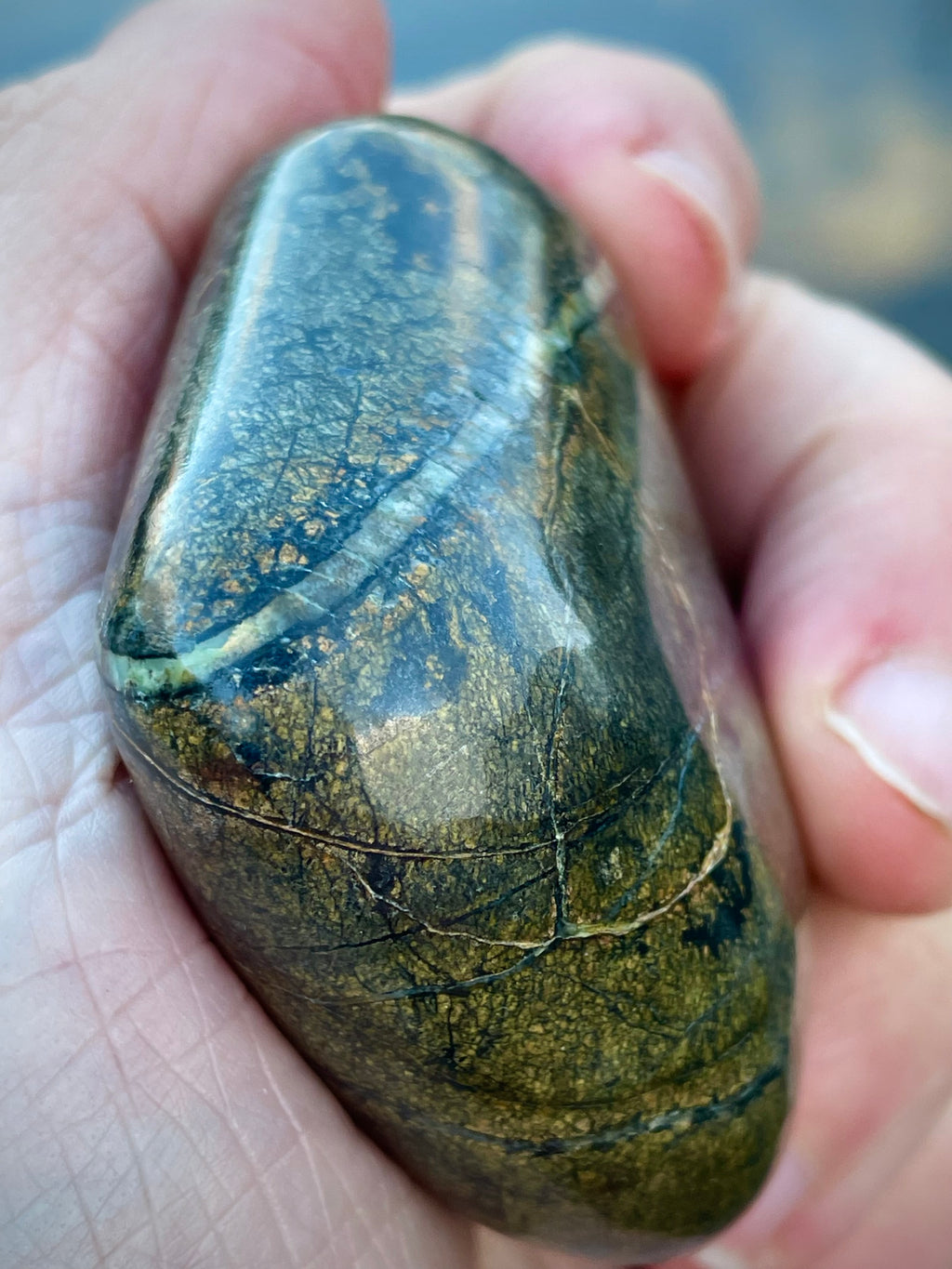 ⚡ Polished Vermont Serpentine – Quartz Vein Lightning Stone