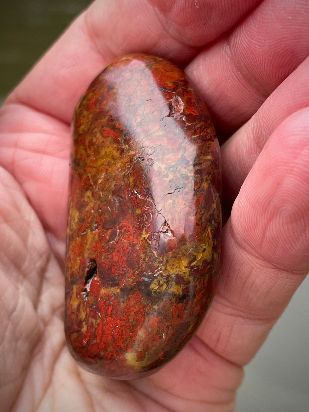 🌋 Polished Red Jasper – Fireburst Pattern (Hand-Collected & Polished)