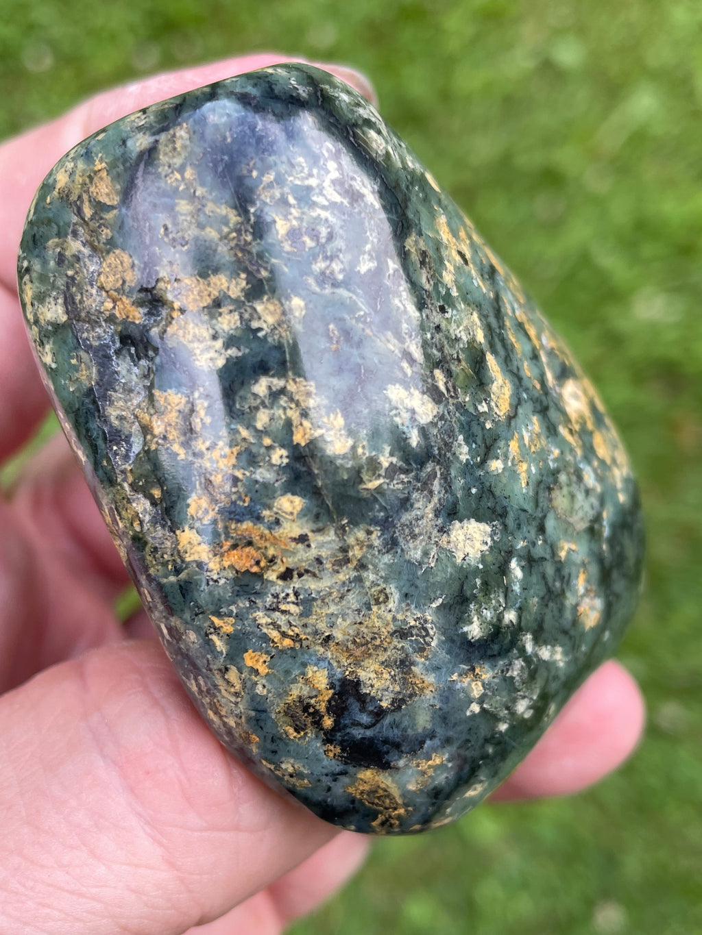StoneBorn Creations Hand-Polished Local Serpentine Freeform | Fully Polished Greenstone with Blue-Green Patterns & Natural Mineral Inclusions