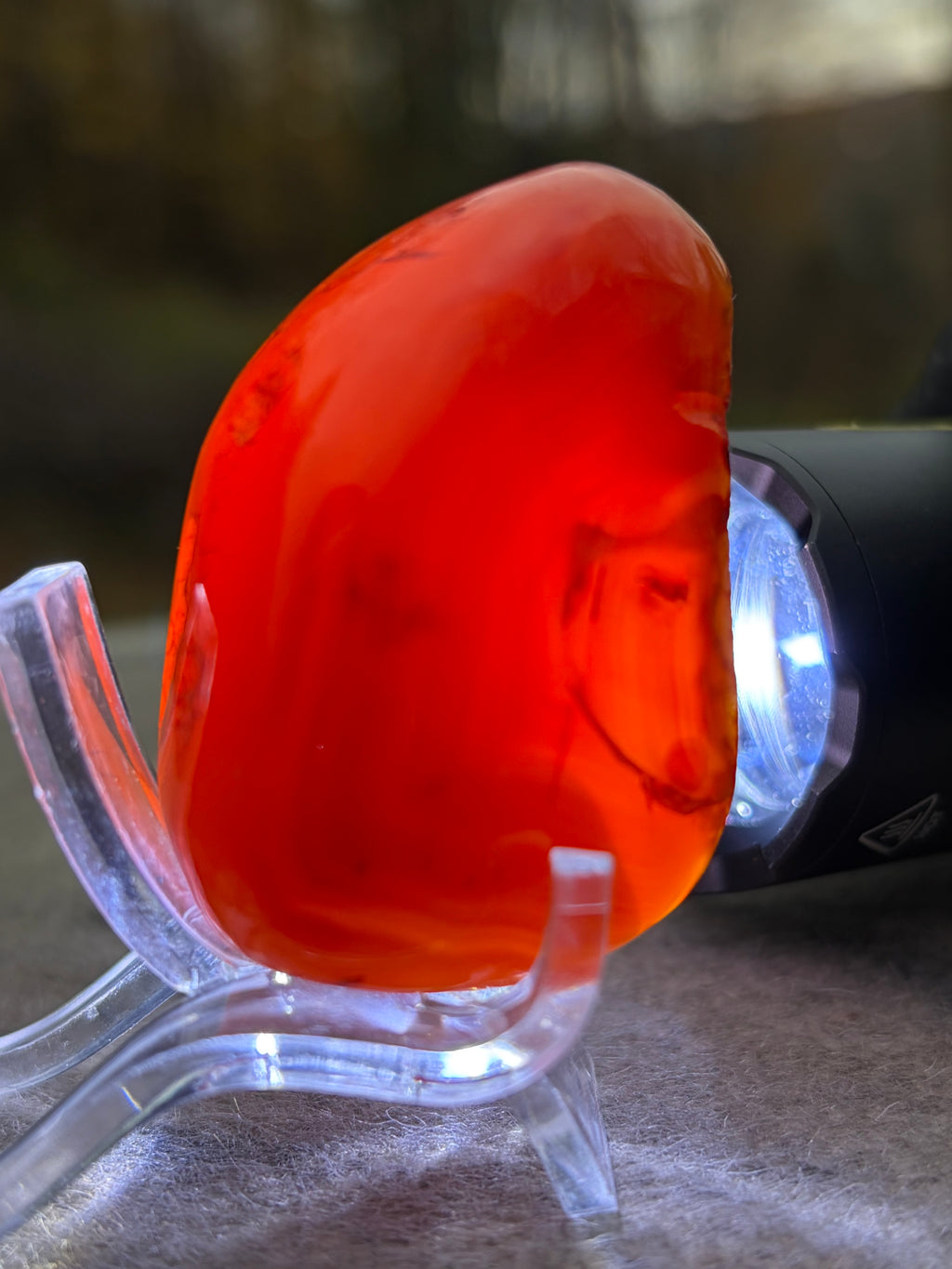StoneBorn Creations – Fiery Orange Carnelian Agate | Hand-Polished Translucent Stone with Natural Red Matrix