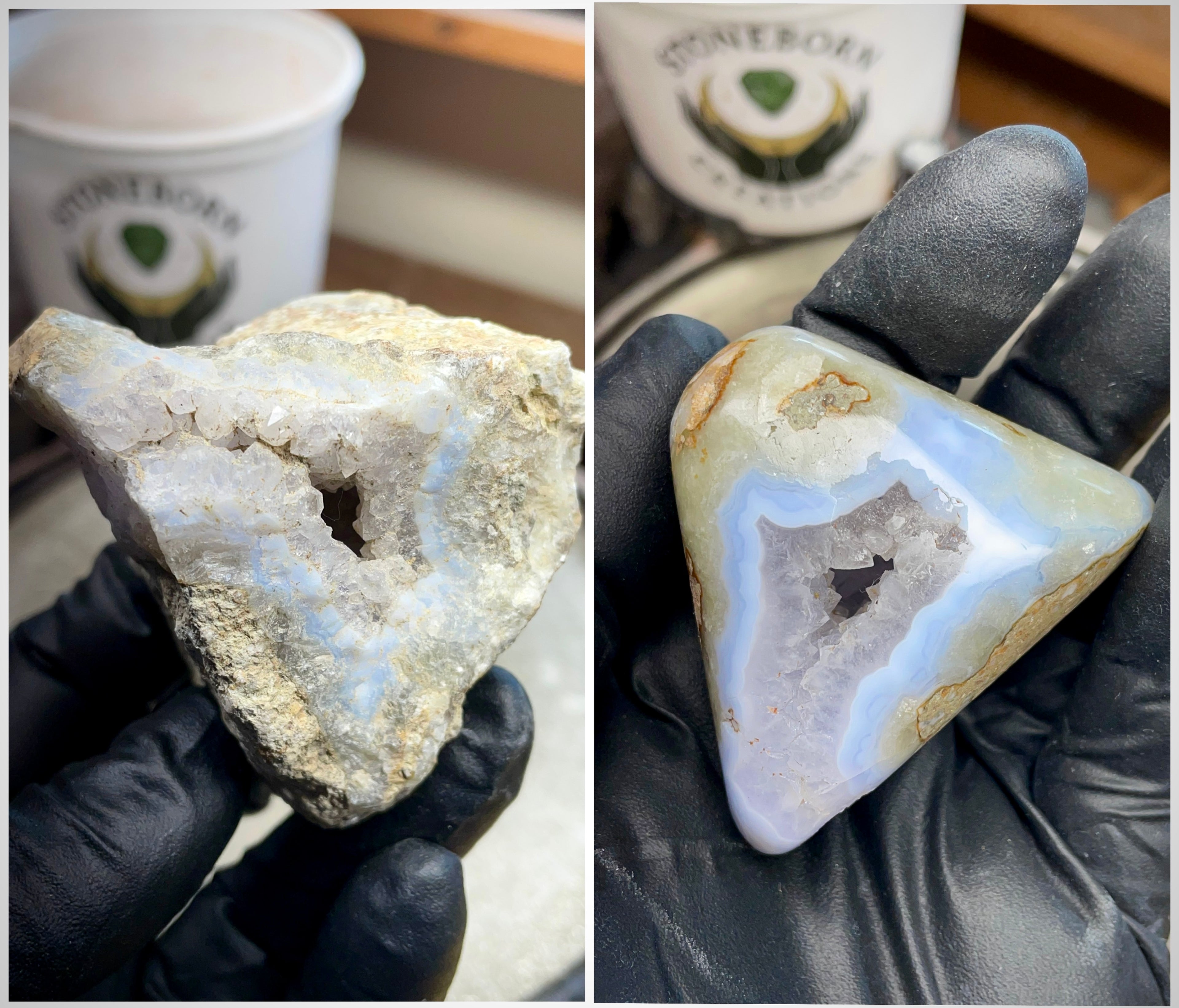 Blue Chalcedony Geode Agate — Hand Polished | StoneBorn Creations