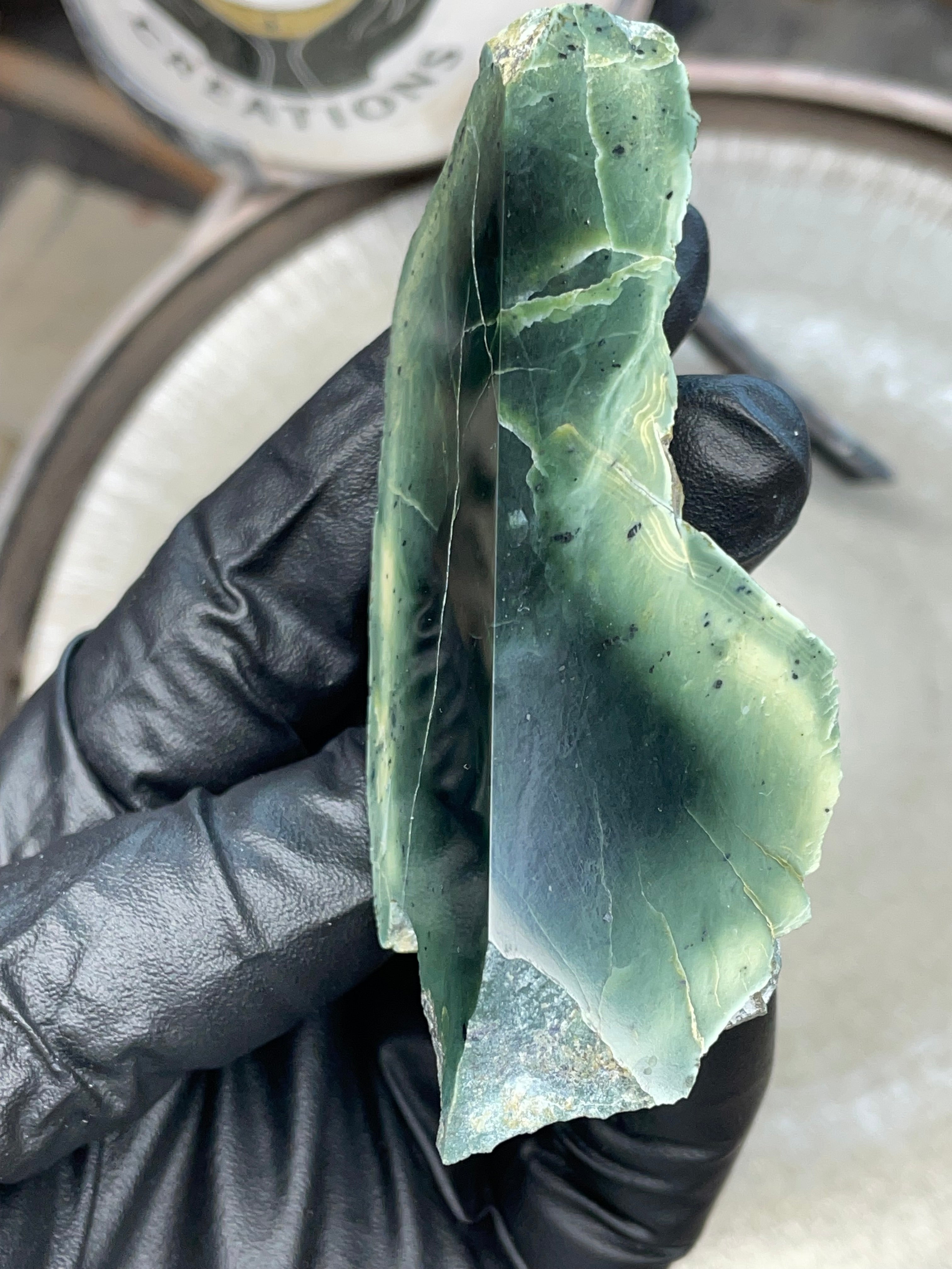 Hand-Polished Green Stone Slab | StoneBorn Creations