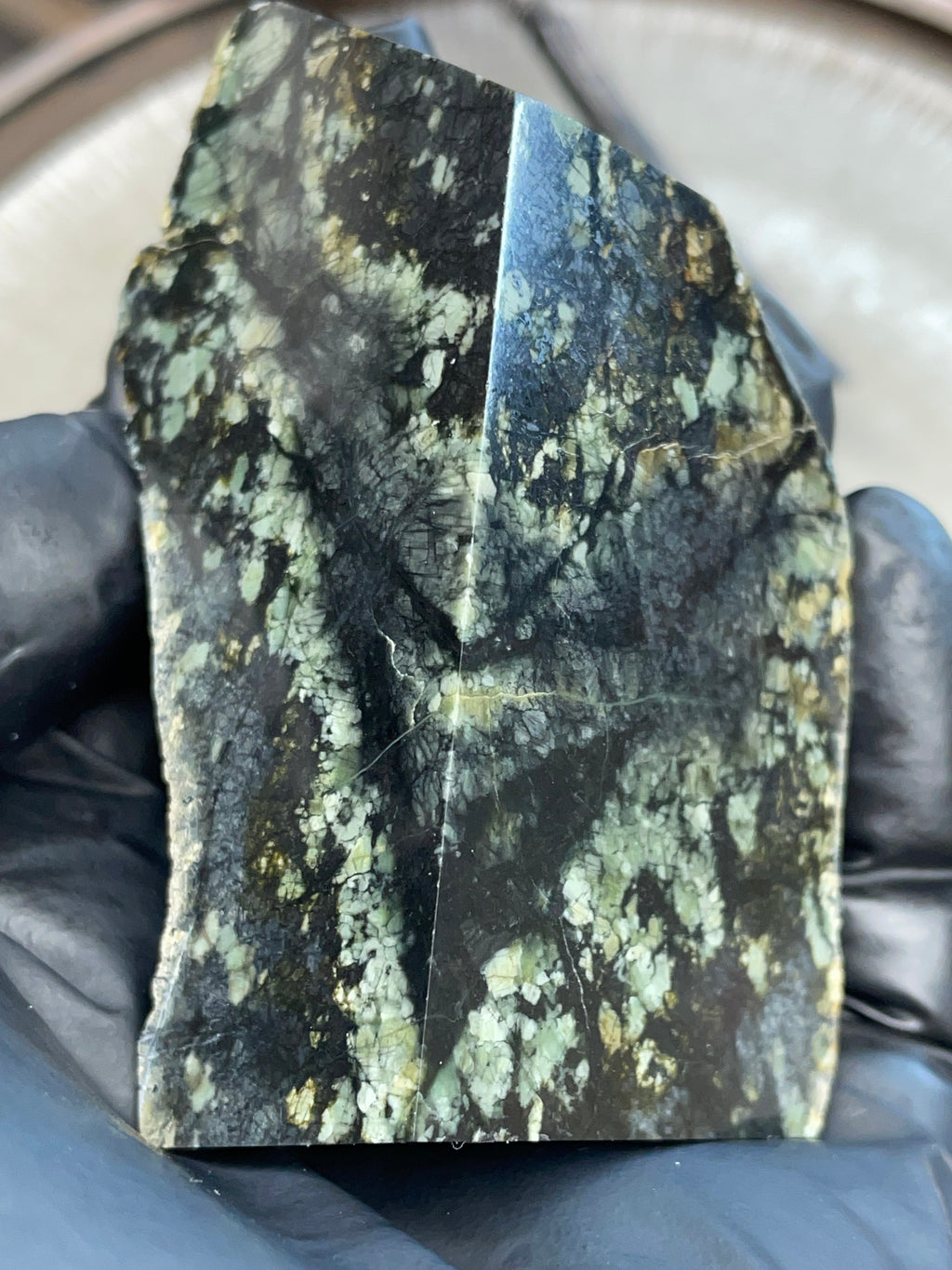 Hand-Polished Dark Green Stone Slab | StoneBorn Creations