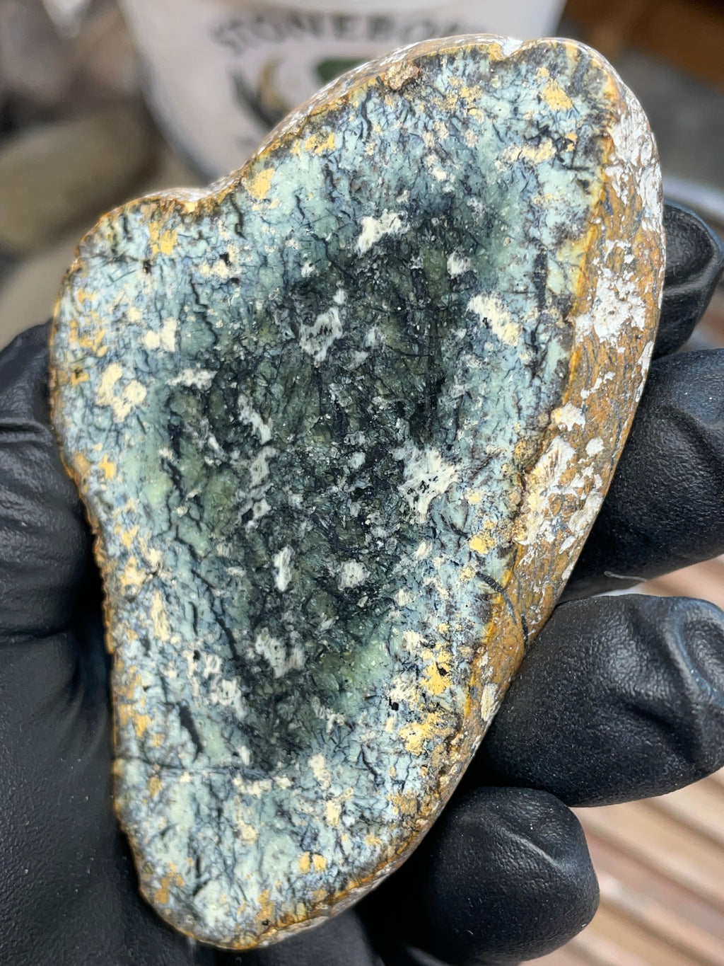 Hand-Collected Serpentine with Dark Green Core | Raw & Refined StoneBorn Slab