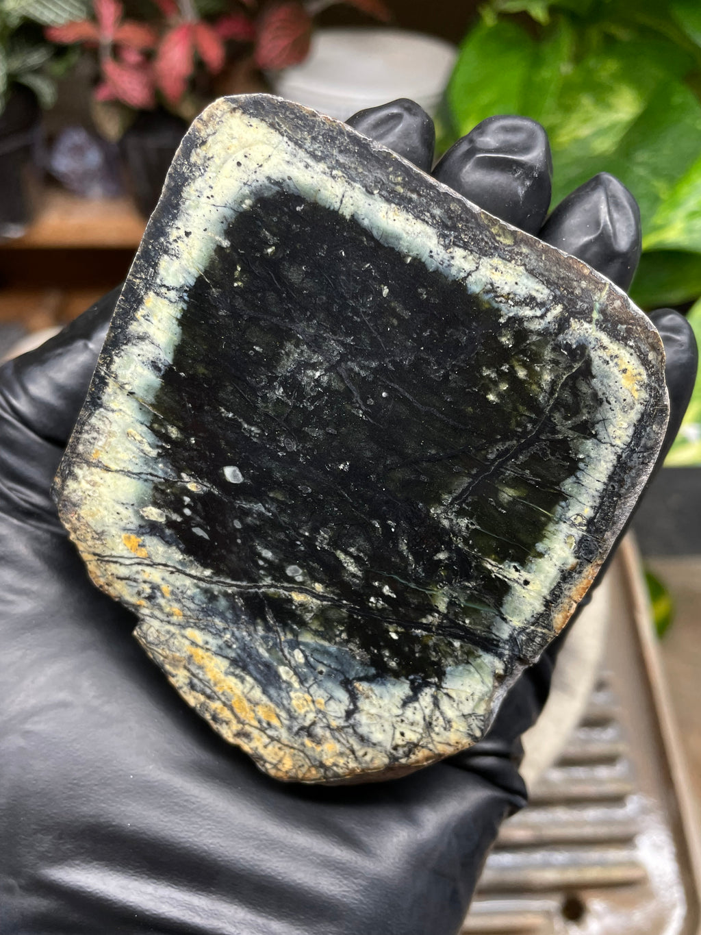 StoneBorn Creations Hand-Polished Vermont Serpentine Pair – River-Cut Matching Halves with Dark Core & Natural Green Halo