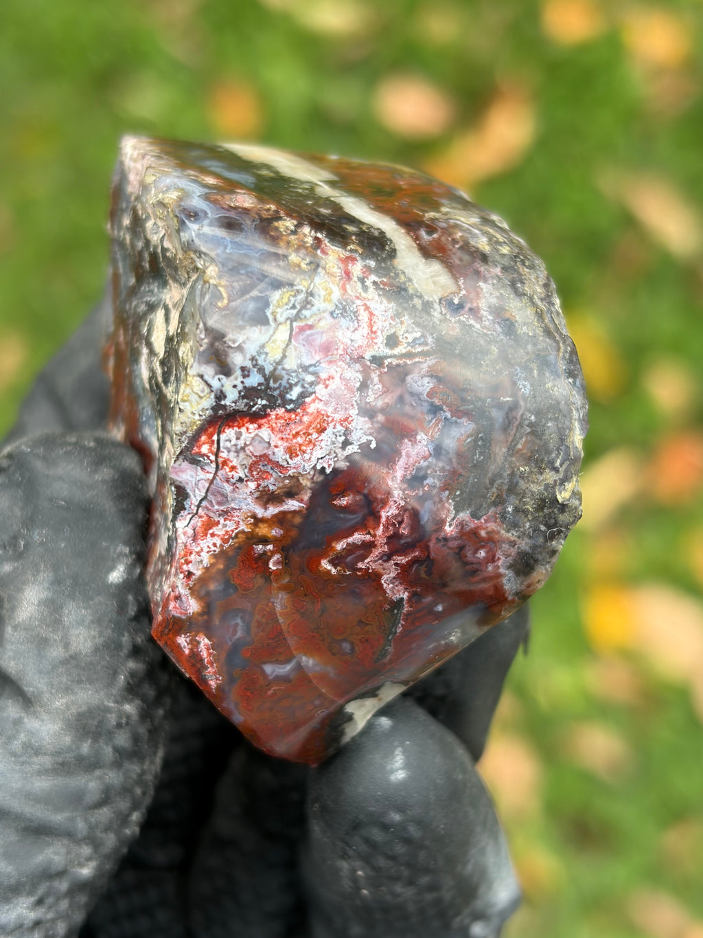 StoneBorn Creations – Red & Blue Lace Agate with Natural Quartz Vein