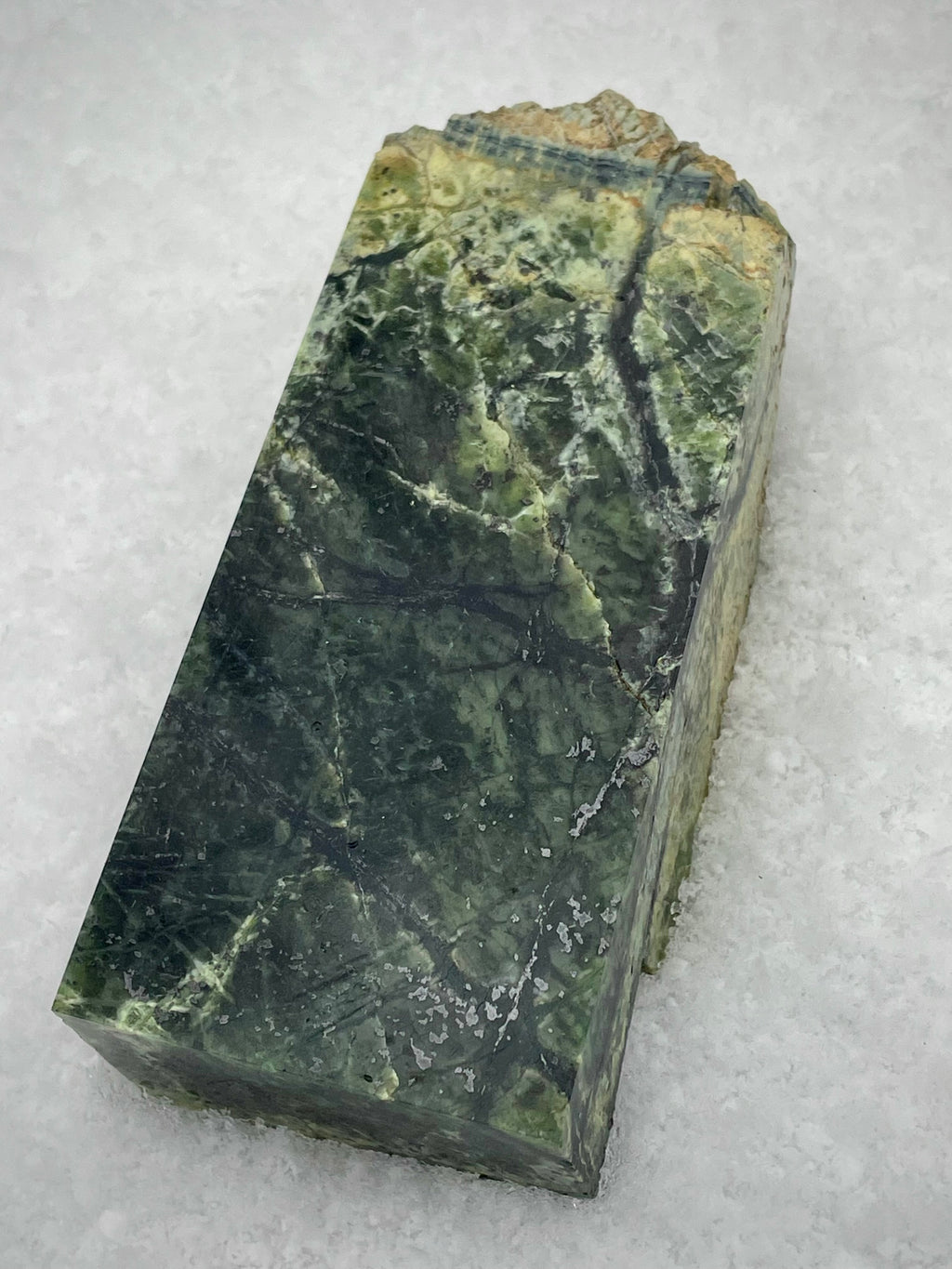 🌲 Polished Vermont Greenstone – Deep Veined Standing Stone (Hand-Collected & Polished)