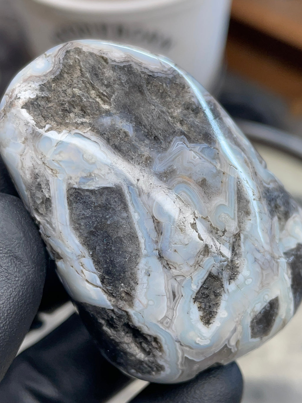 Blue-White Lace Banded Agate Freeform