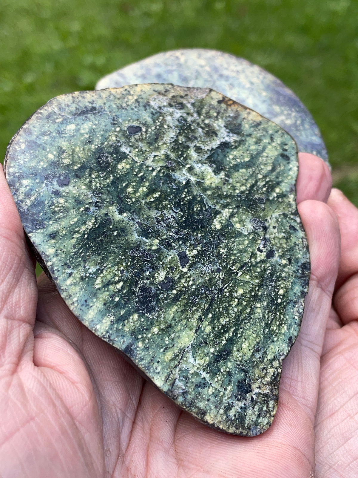 StoneBorn Creations Green Serpentine Matching Pair – Hand Polished Natural Stone