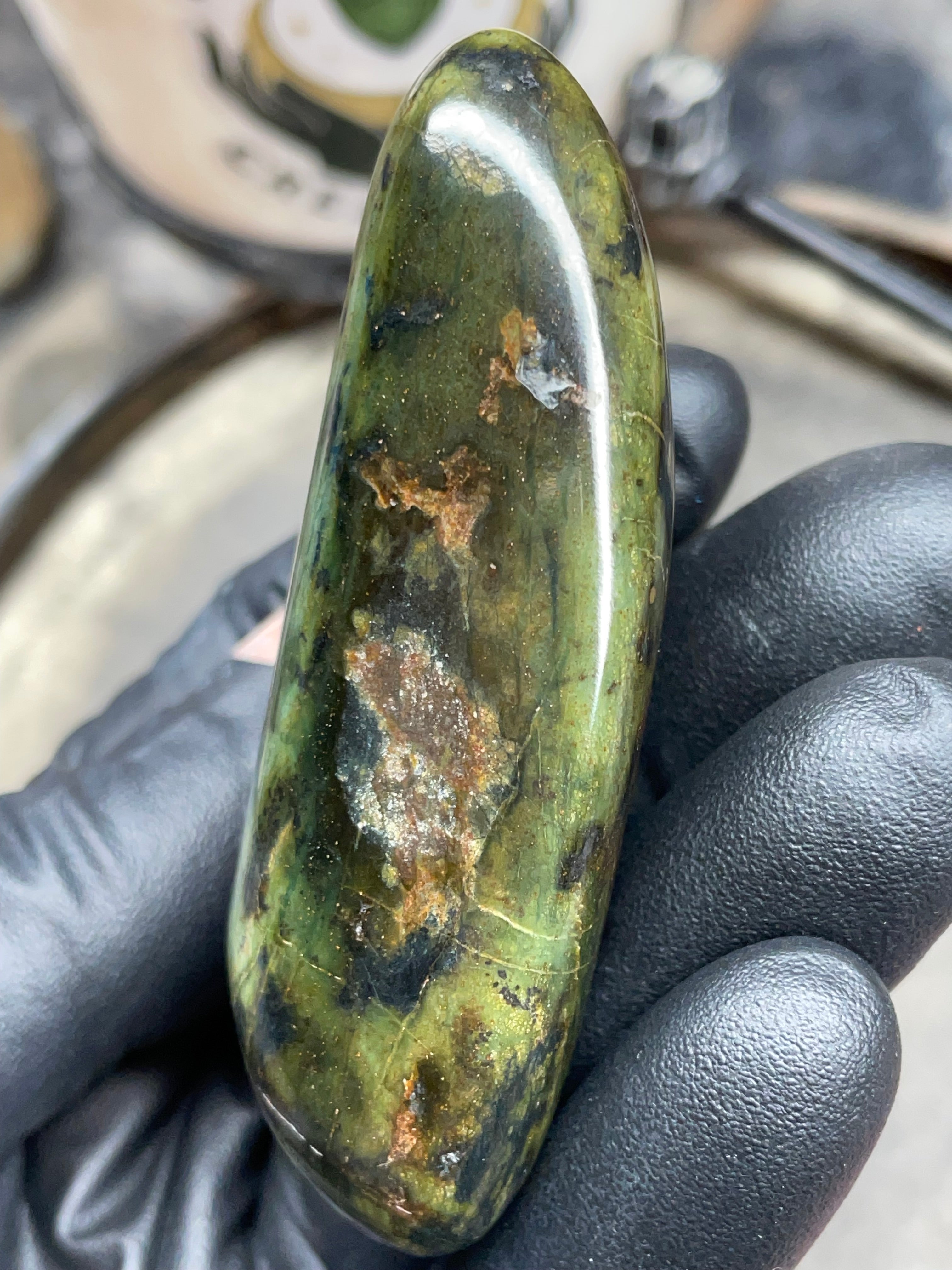 StoneBorn Creations – Hand Polished Vermont Serpentine with Natural Mineral Veins | One-of-a-Kind Display Stone