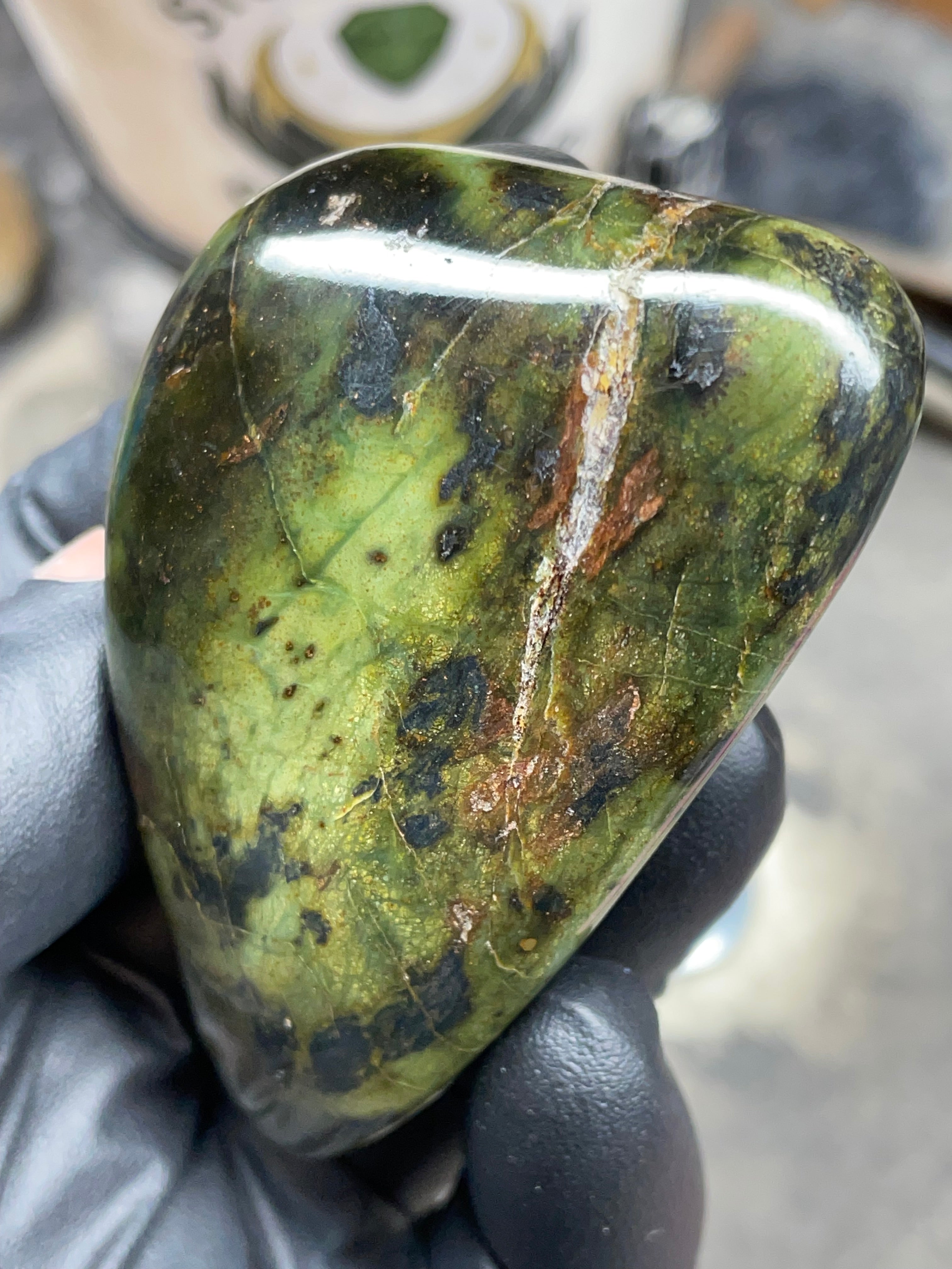 StoneBorn Creations – Hand Polished Vermont Serpentine with Natural Mineral Veins | One-of-a-Kind Display Stone