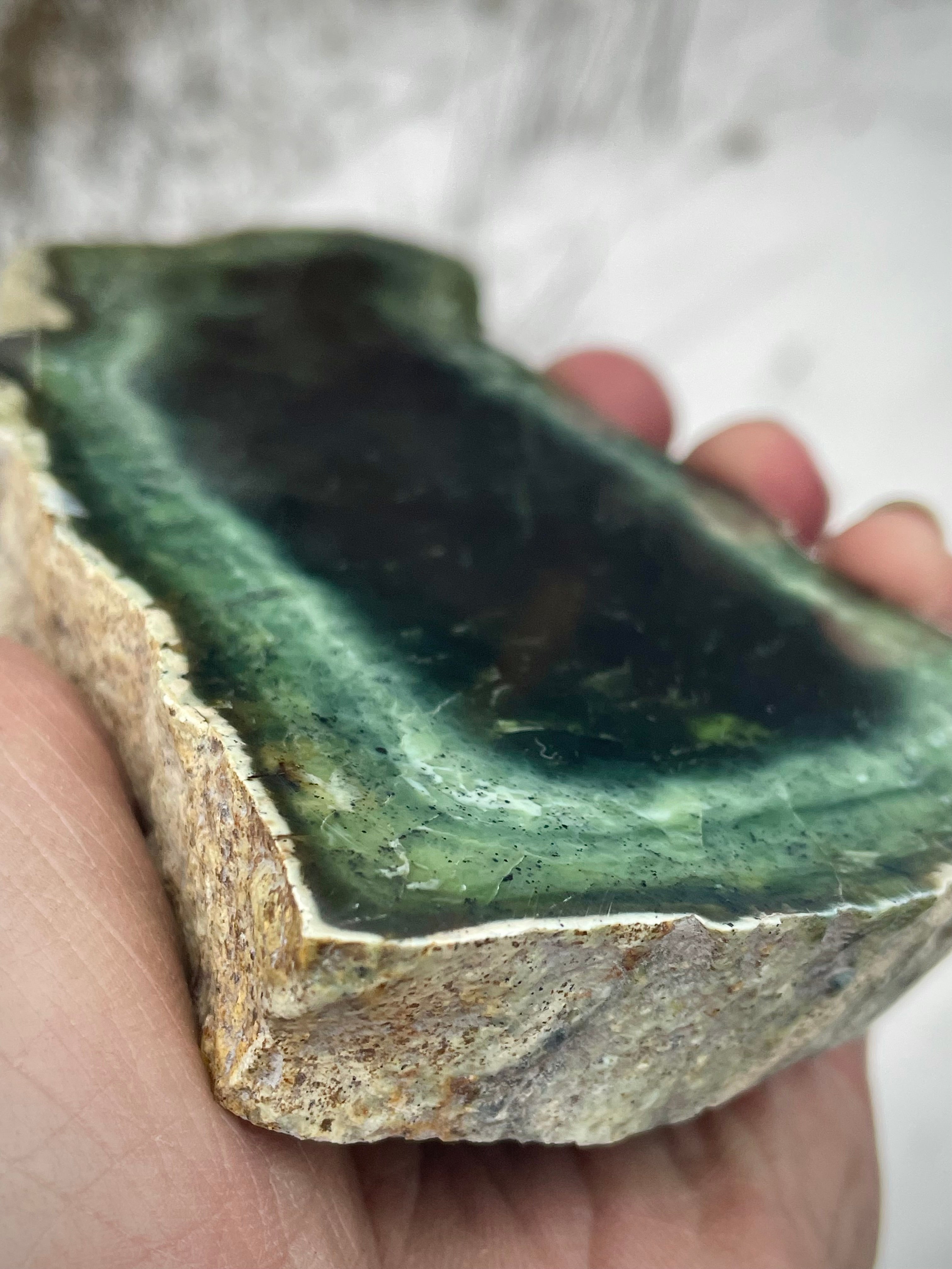 ✨ Deep Forest Green Double-Sided Polished Slab – Vermont River Stone (One-of-a-Kind)
