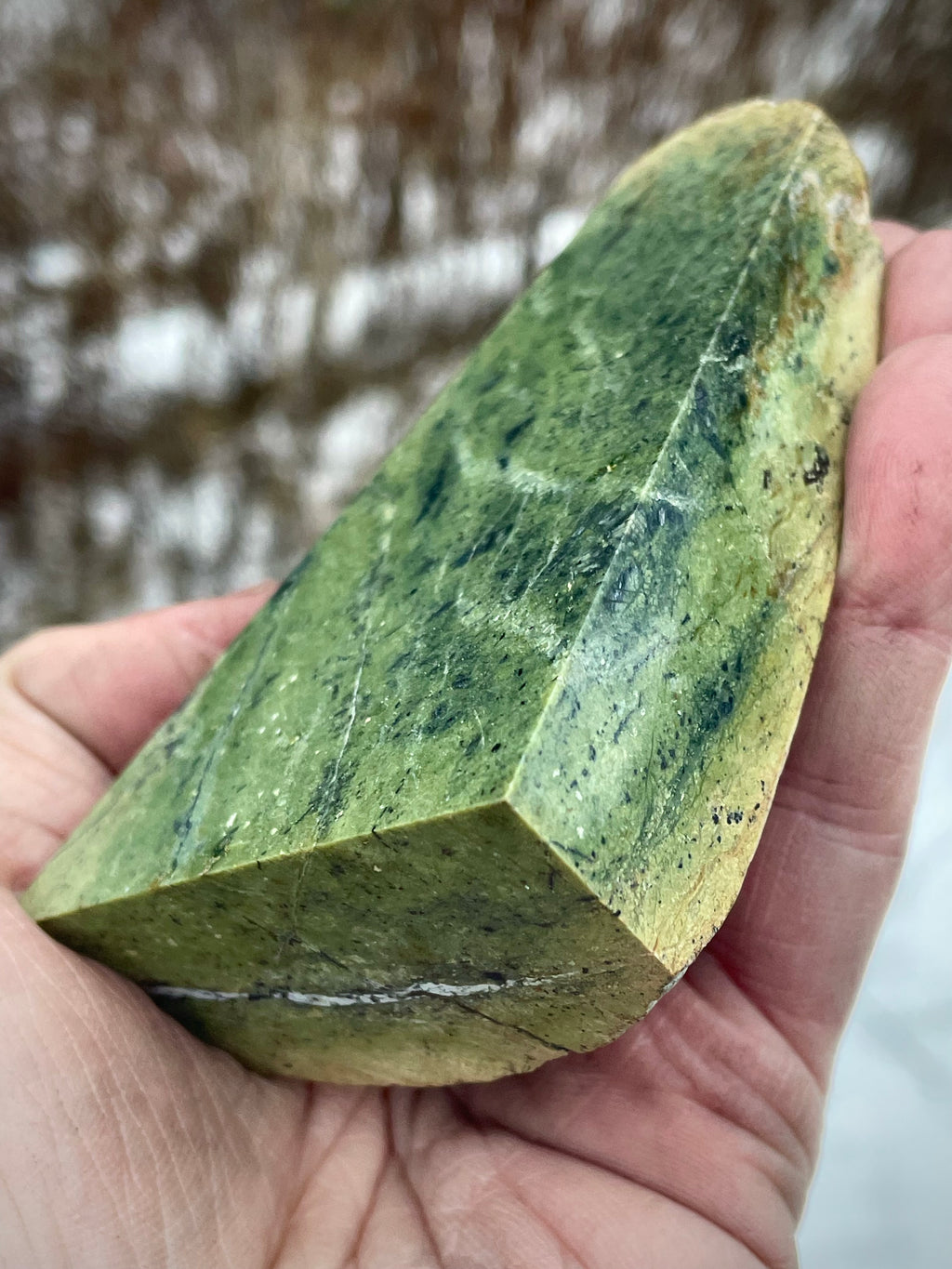 🌲 Polished Vermont Greenstone – Deep Forest Faceted Stone (Hand-Collected & Polished)