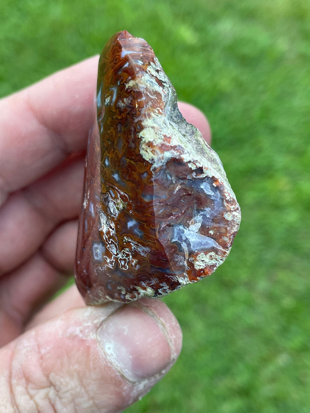StoneBorn Creations | Hand-Polished Red Lightning Natural Agate Freeform | One-of-a-Kind Display Stone