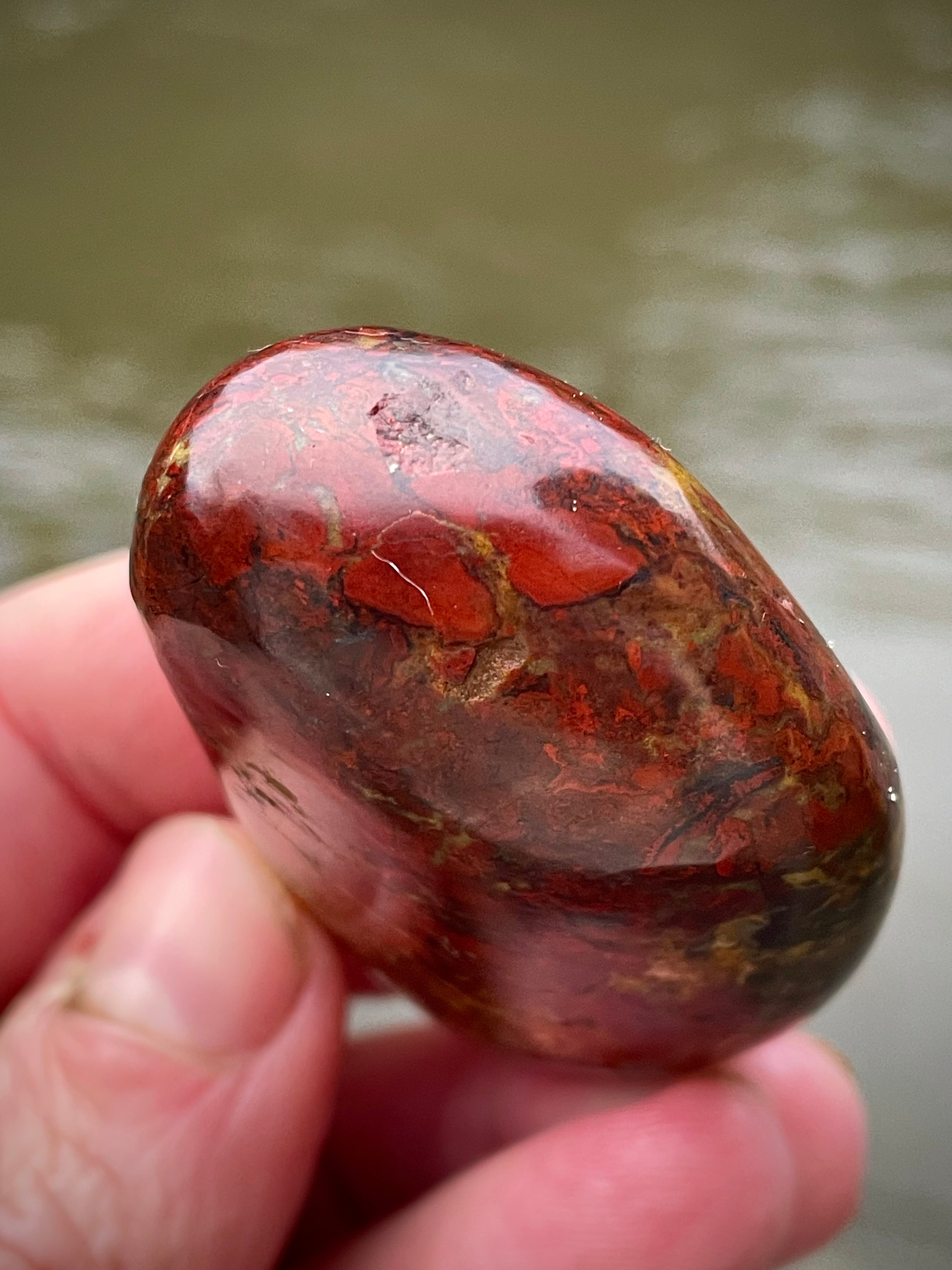 🌋 Polished Red Jasper – Fireburst Pattern (Hand-Collected & Polished)