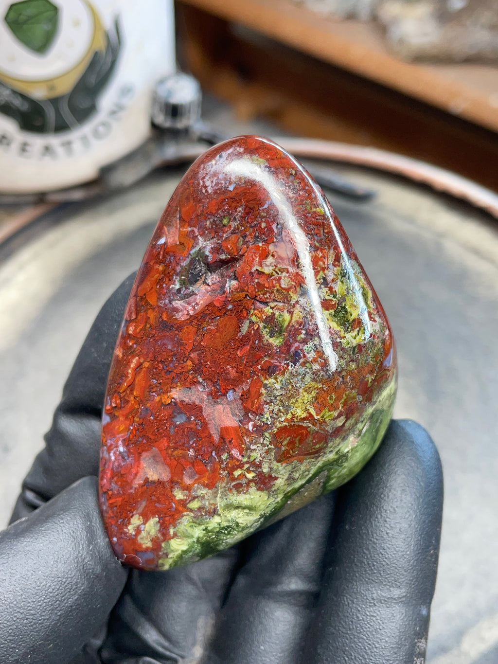 StoneBorn Creations | Hand-Polished Red Jasper & Greenstone Freeform