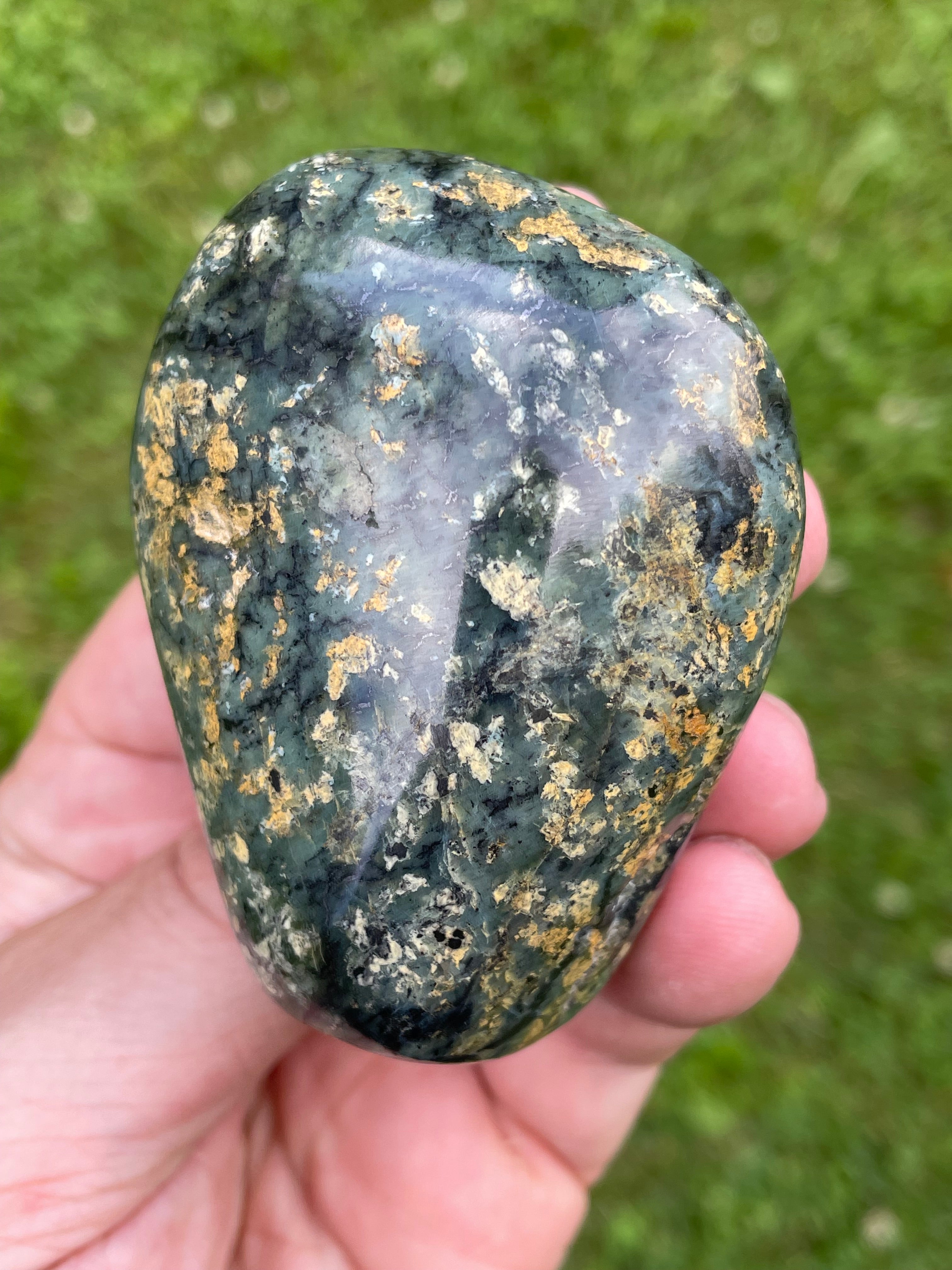 StoneBorn Creations Hand-Polished Local Serpentine Freeform | Fully Polished Greenstone with Blue-Green Patterns & Natural Mineral Inclusions