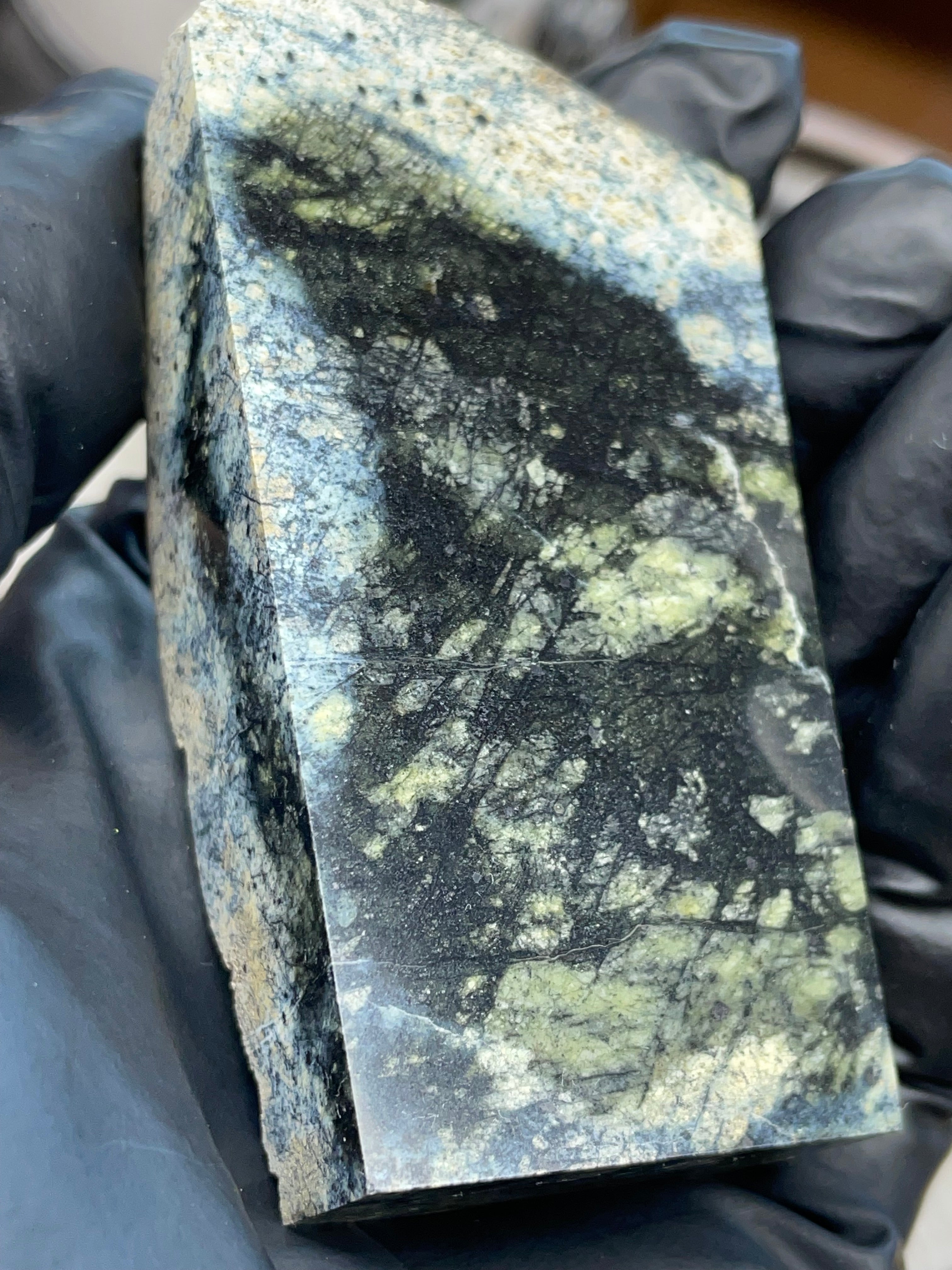 Hand-Polished Dark Green Serpentine Slab | StoneBorn Creations