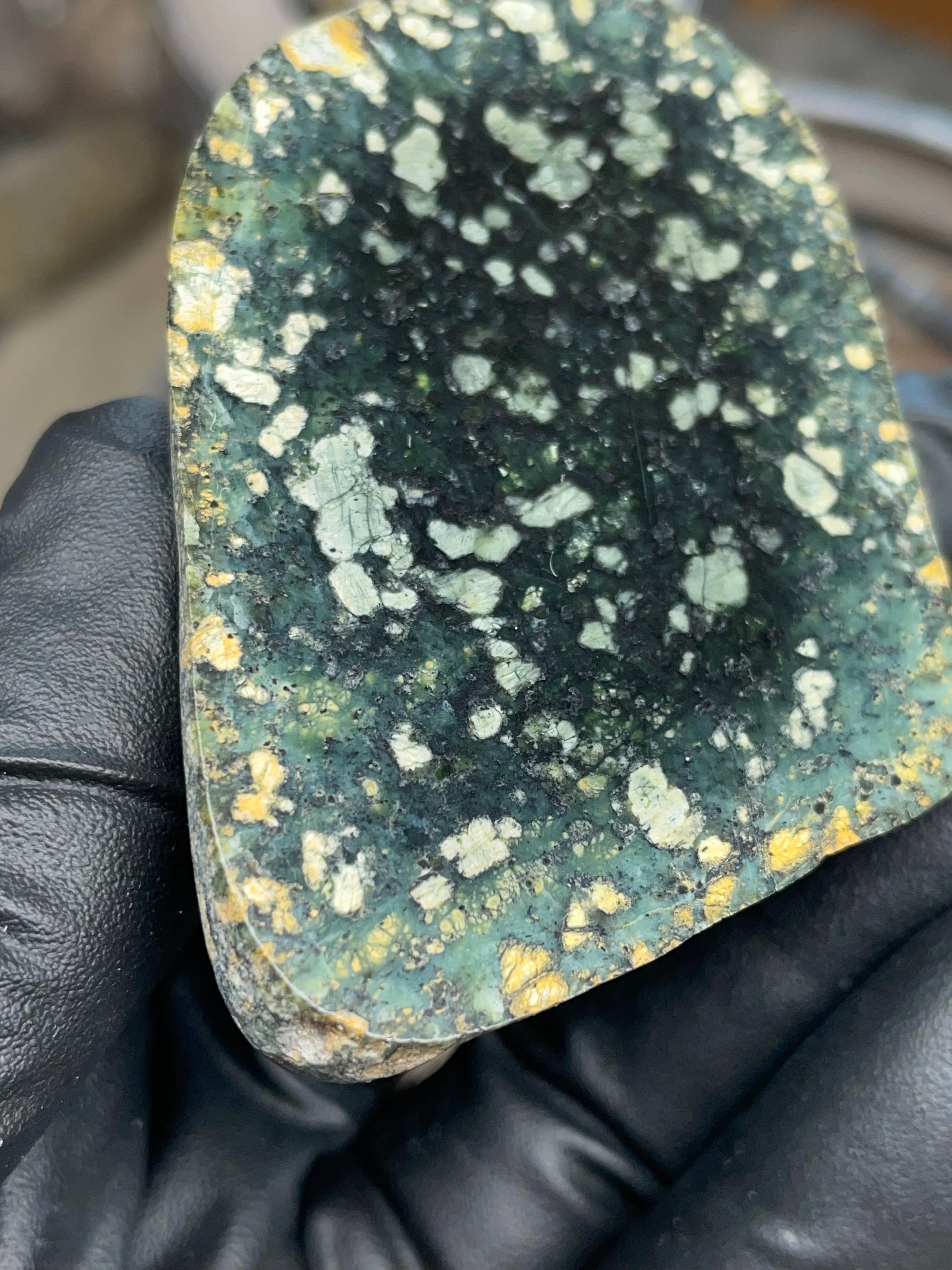 Hand-Collected Serpentine with Mineral Inclusions | Raw & Refined StoneBorn Slab