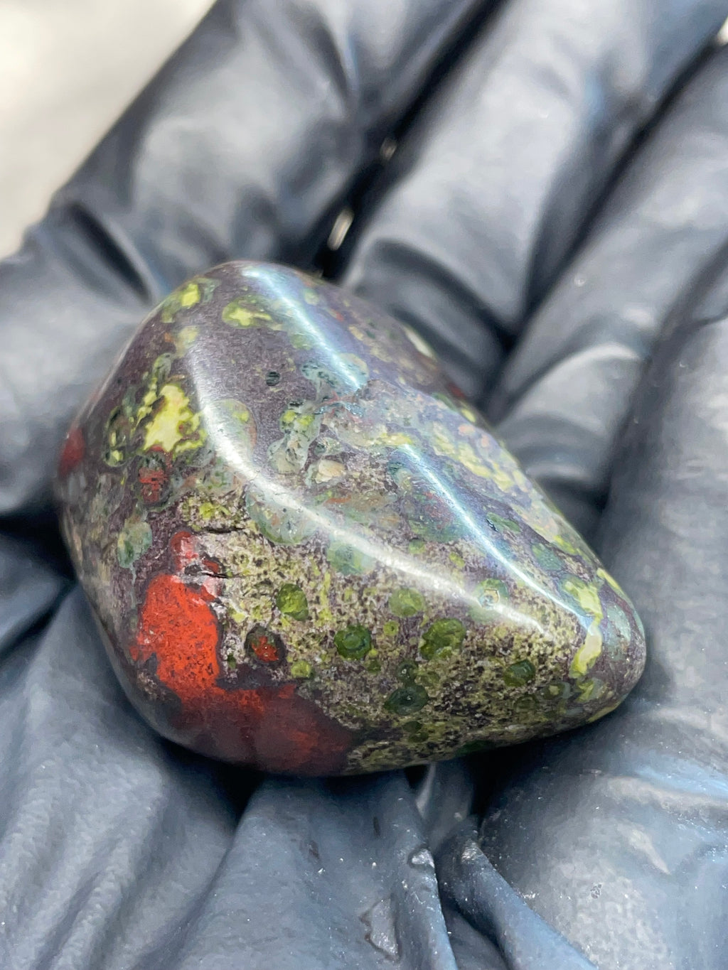 Hand-Polished Serpentine & Jasper River Stone