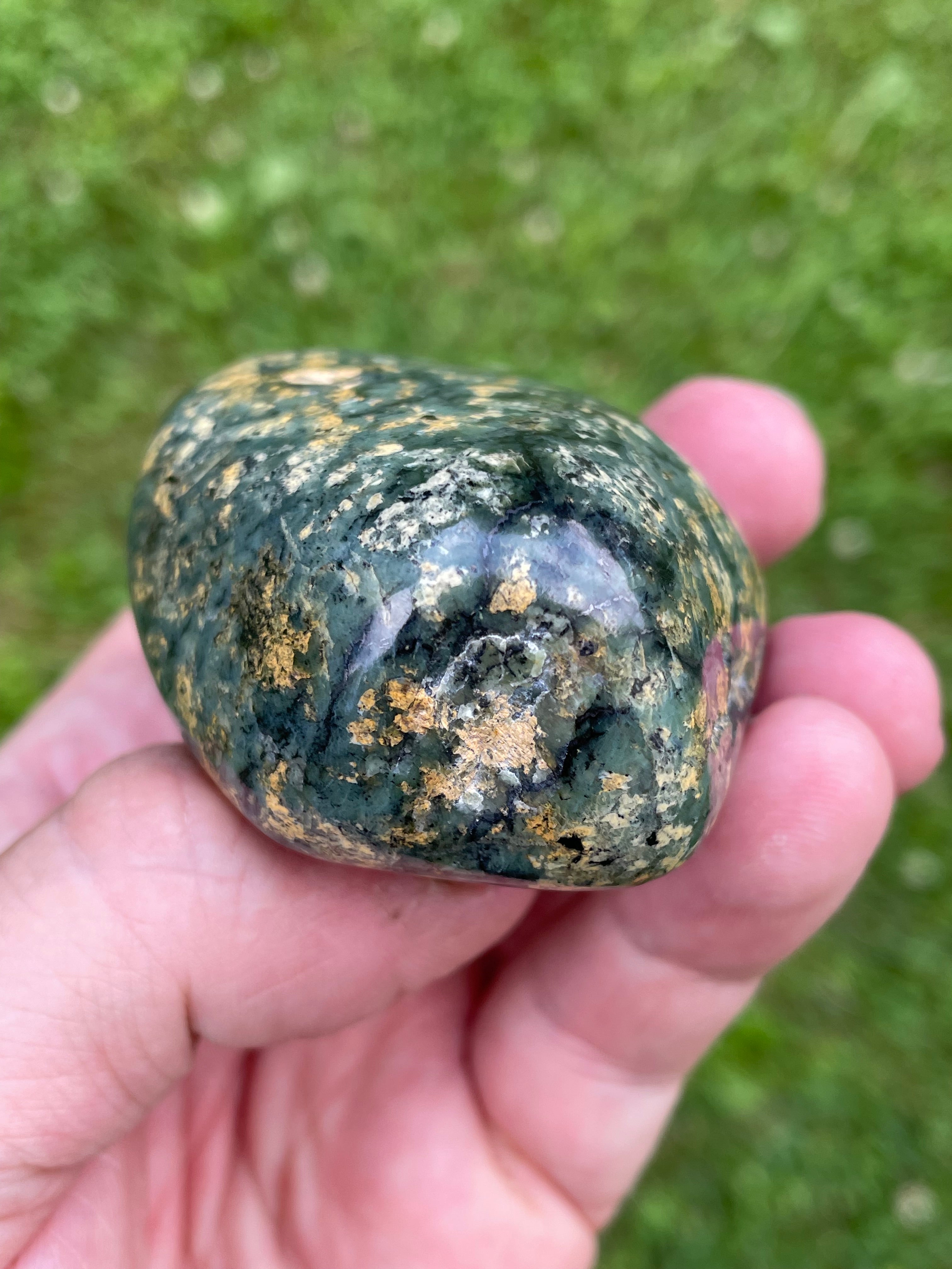 StoneBorn Creations Hand-Polished Local Serpentine Freeform | Fully Polished Greenstone with Blue-Green Patterns & Natural Mineral Inclusions