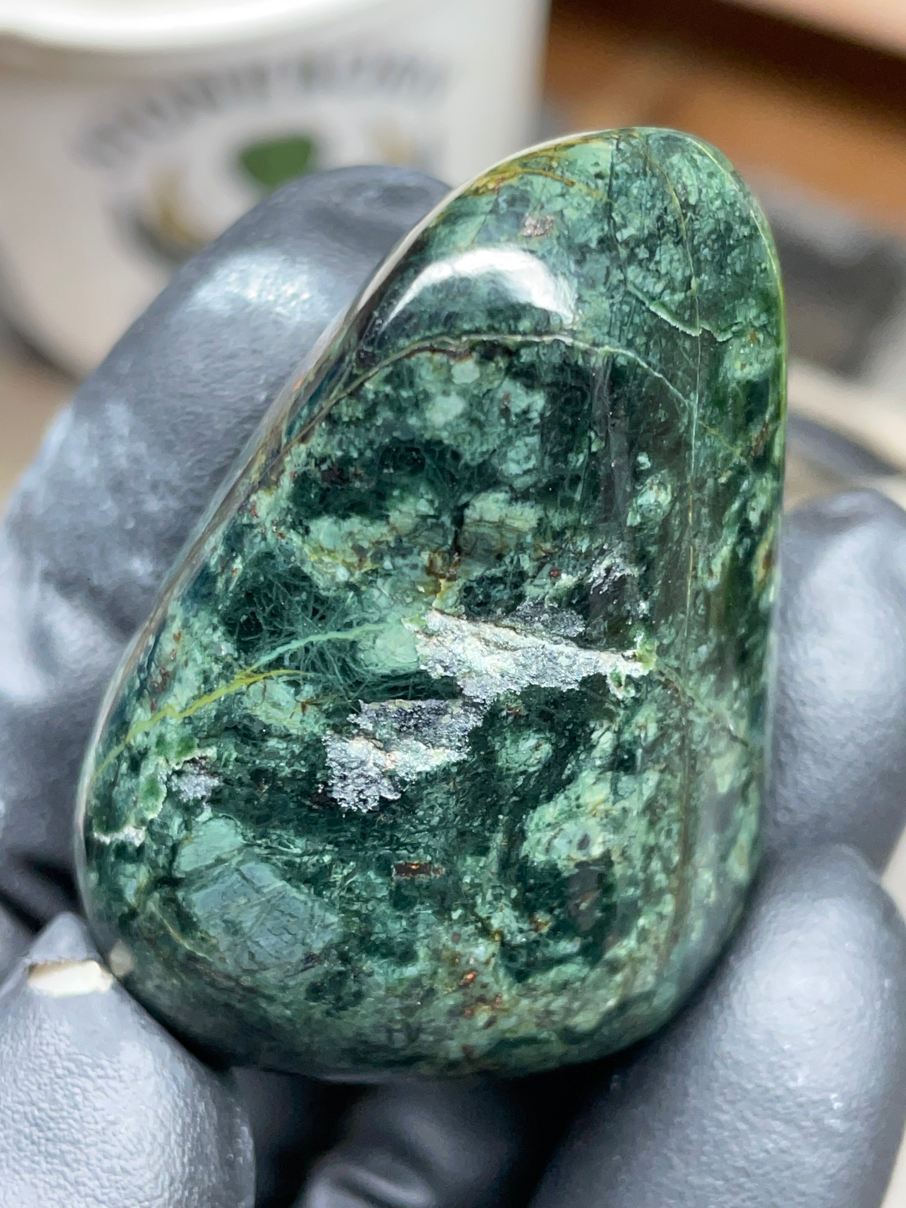 StoneBorn Creations Hand-Polished Vermont Serpentine with Deep Forest Greens, Golden Veining & Natural Mineral Inclusions